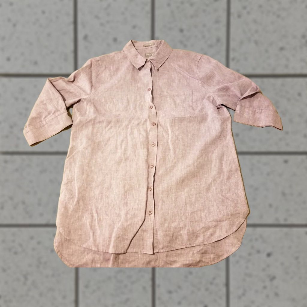 Vintage VINTAGE Chico's Linen Shirt Blouse 1P Petite Purple Short Sleeve Womens Cap? Size XS / US 0-2 / IT 36-38 - 1 Thumbnail