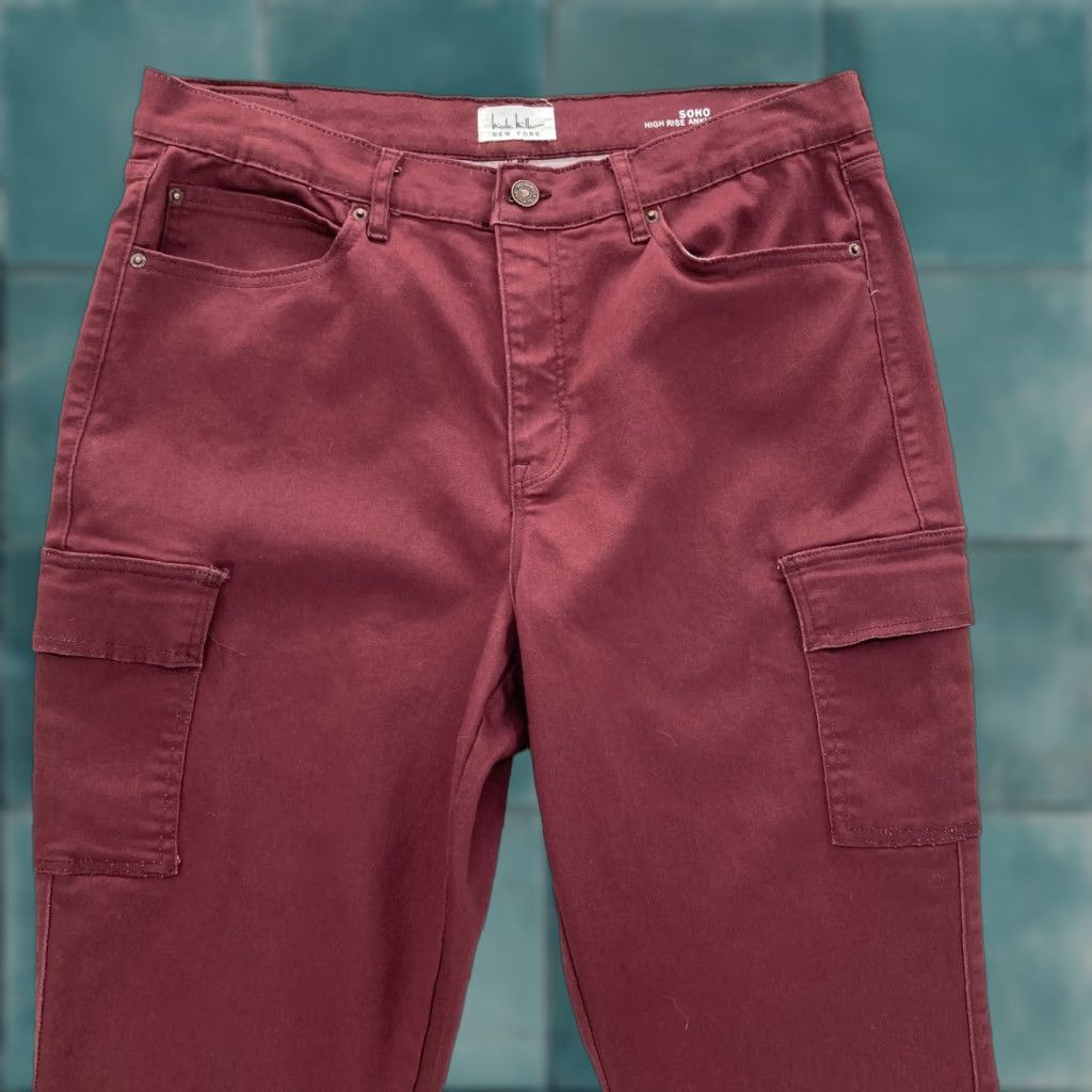 Nicole Miller Nicole Miller Soho Skinny Ankle Jeans Women's 14 Red Stretch Denim Cargo Pockets Jeans Size 24" / US 00 / IT 34 - 1 Thumbnail