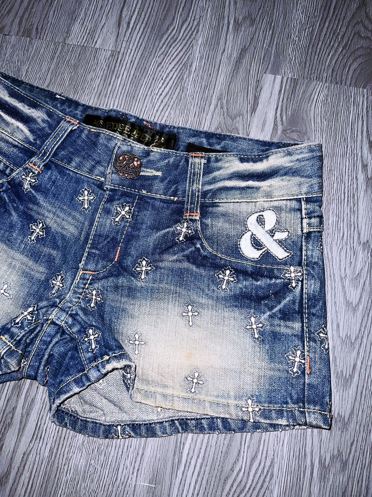 Japanese Brand RED PEPPER cross denim shorts ➕🌶️ Size 26" / US 2 / IT 38 - 8 Thumbnail