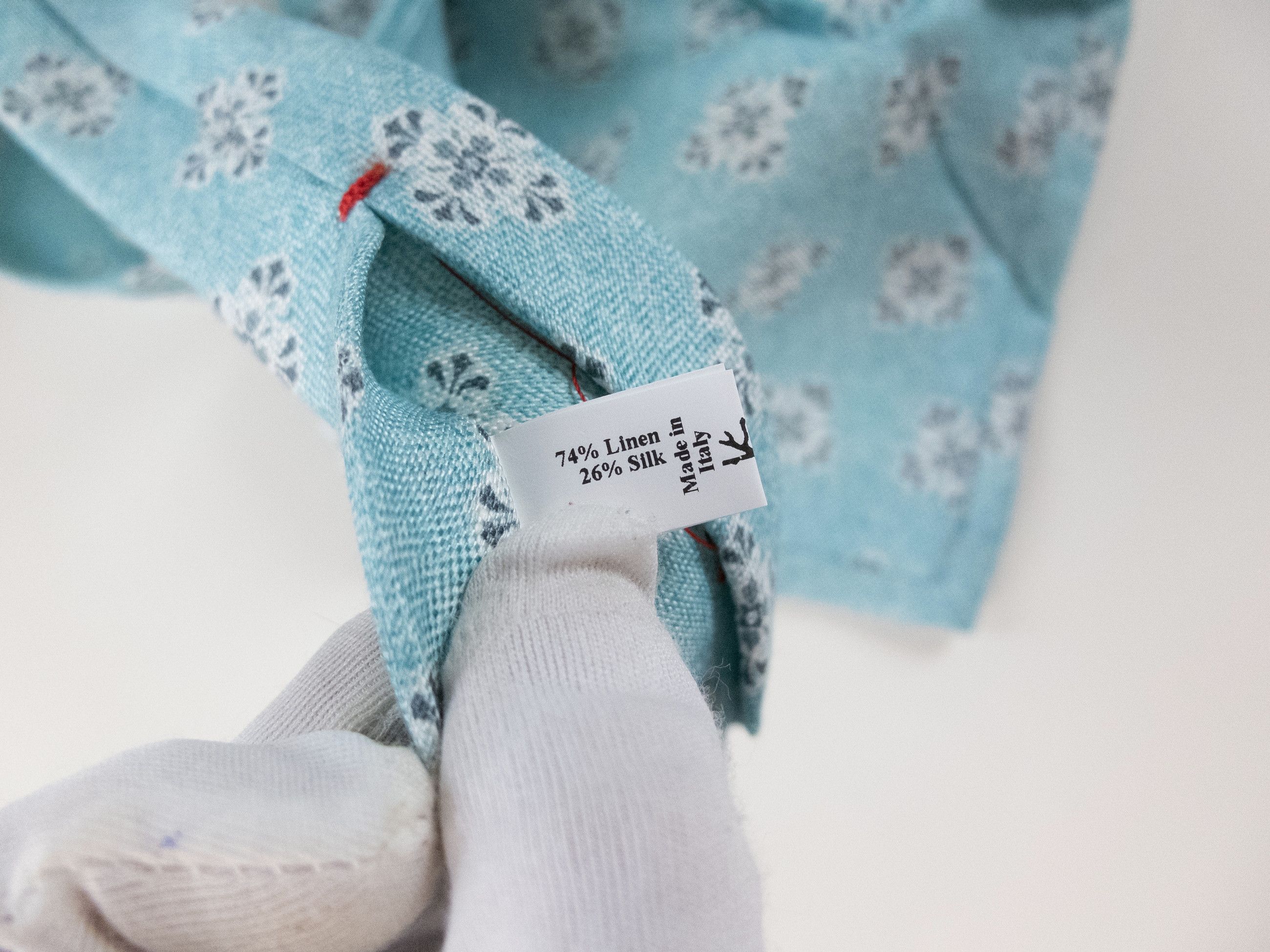 Isaia ISAIA Napoli hand made blue floral linen silk blend tie Size ONE SIZE - 6 Thumbnail