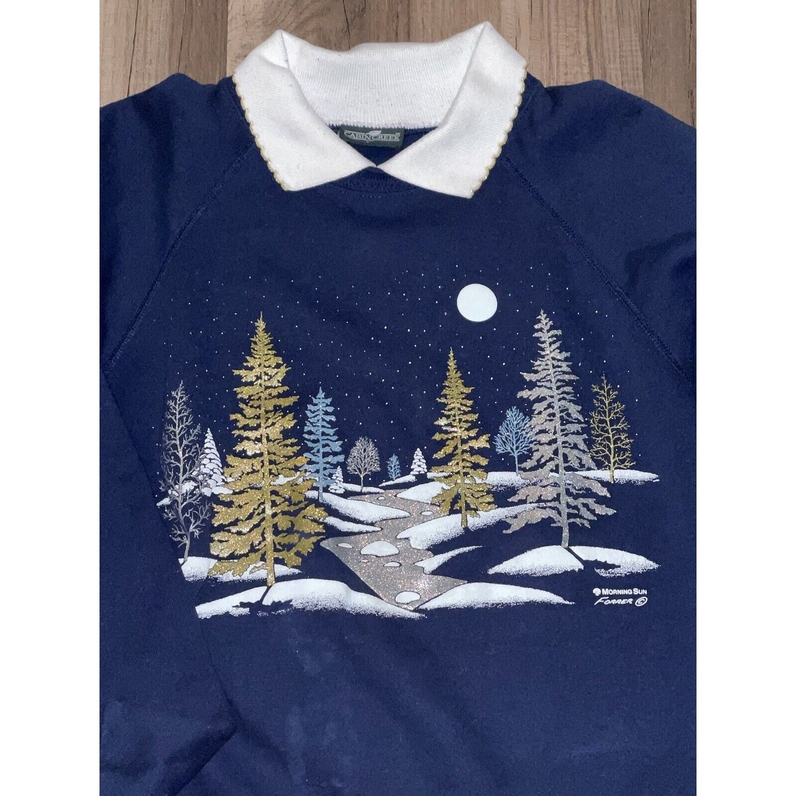 Cabin Creek × Vintage Vintage Cabin Creek Collard Crewneck Sweatshirt L Navy Size US L / EU 52-54 / 3 - 2 Thumbnail