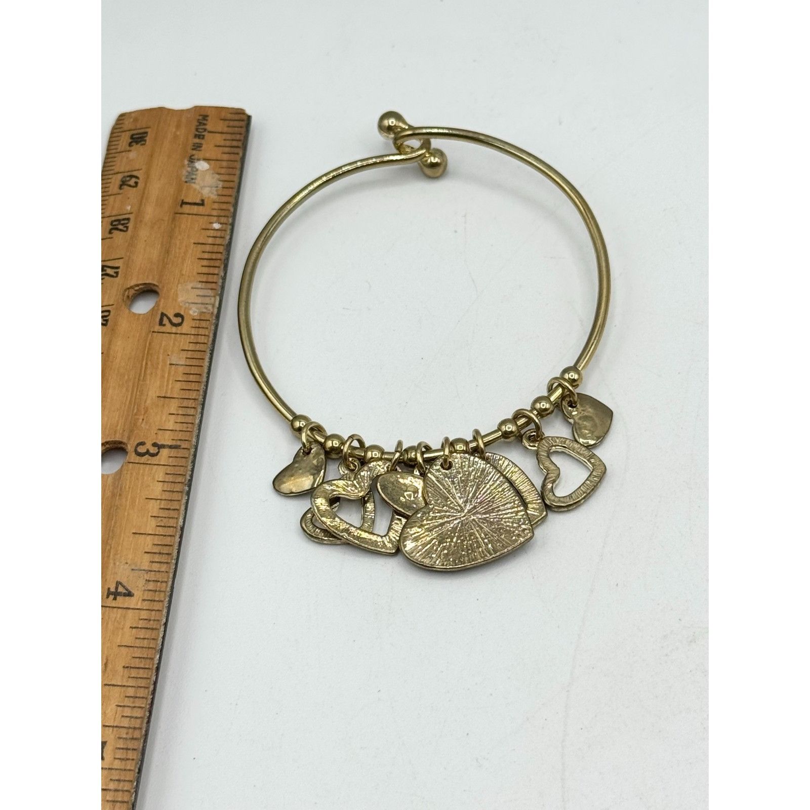Other Love heart charm bangle gold bracelet Size ONE SIZE - 4 Thumbnail