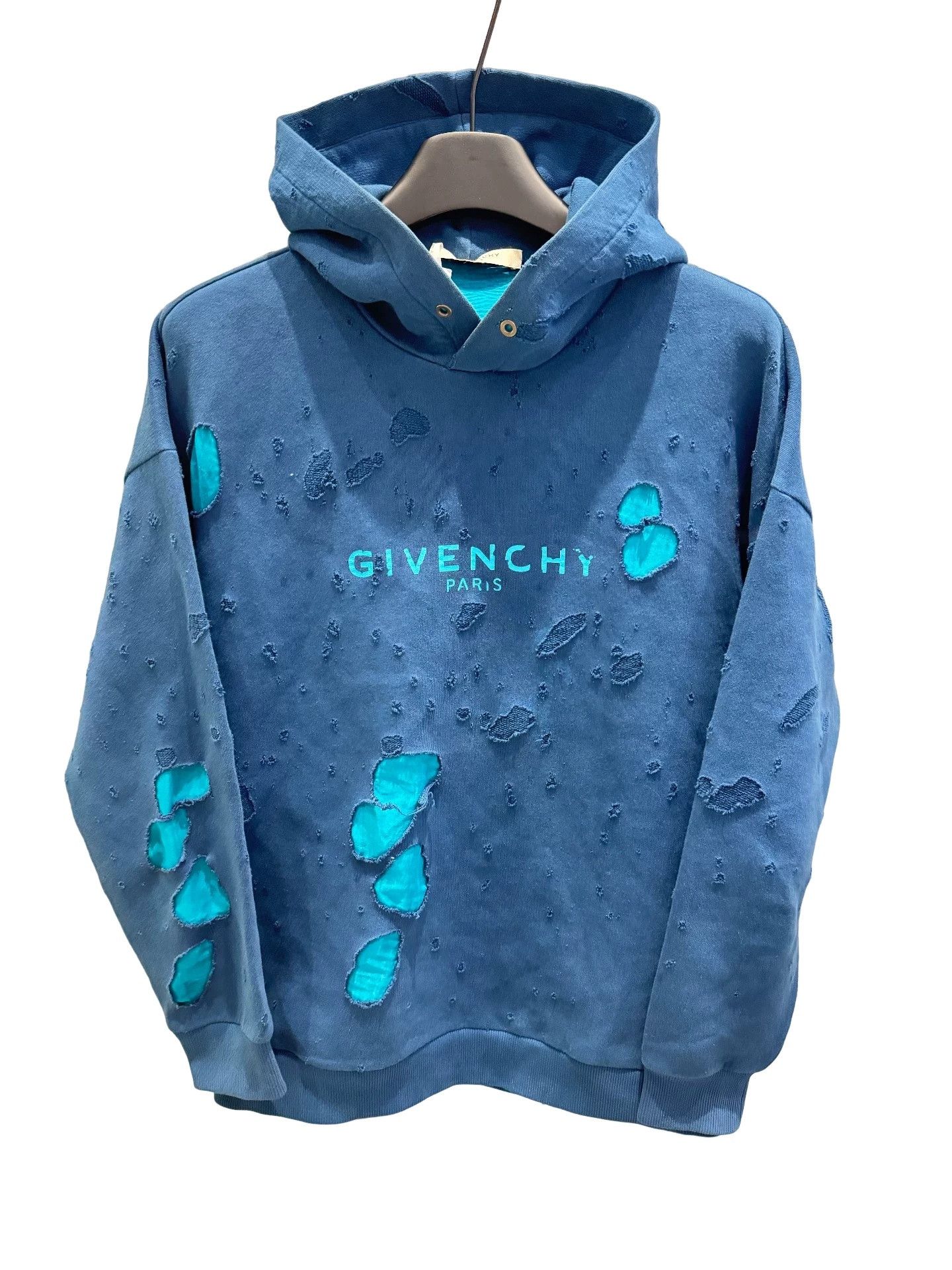 Givenchy Givenchy Distressed Logo Hoodie Size S Size US S / EU 44-46 / 1 - 1 Thumbnail