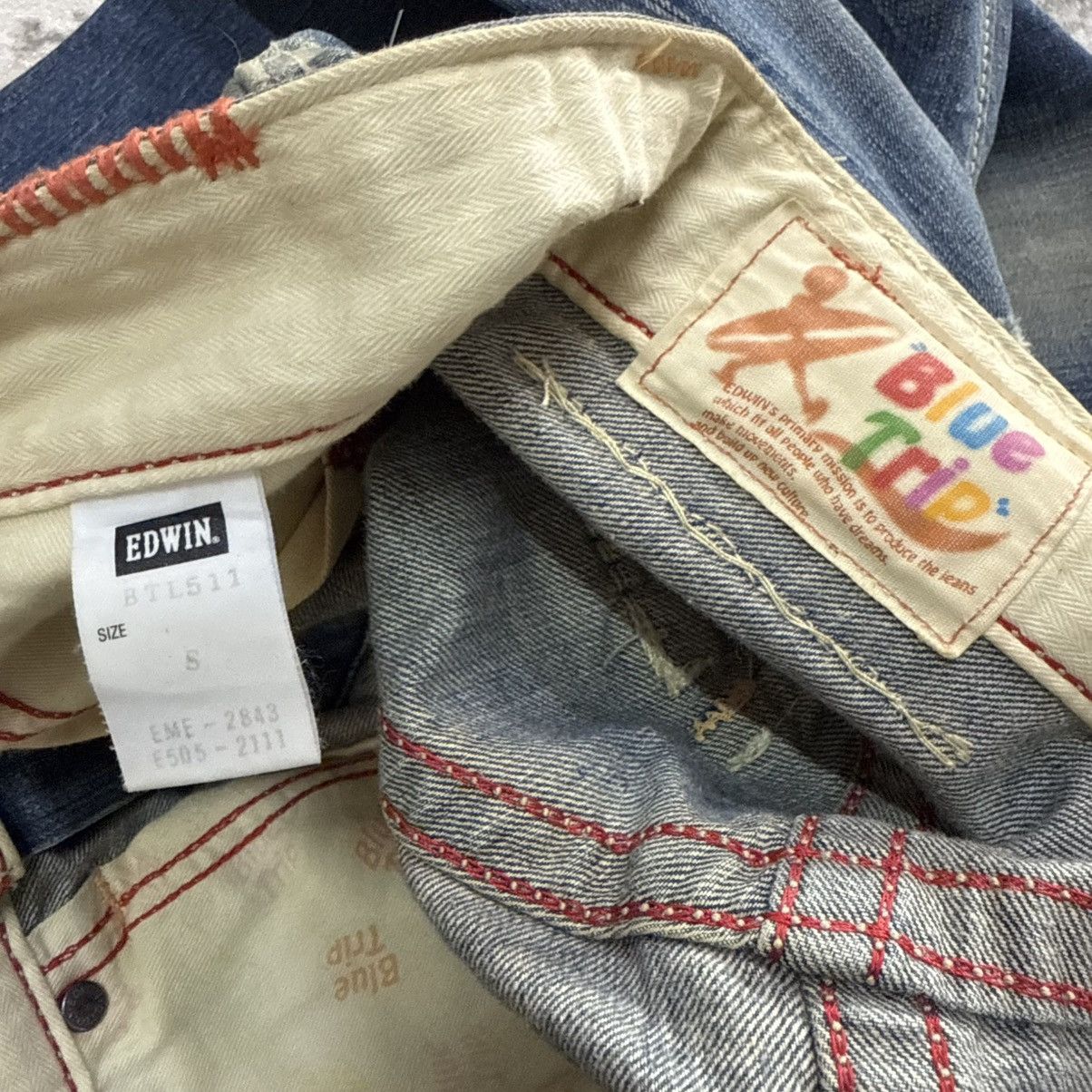 Edwin Vintage Edwin 511 Blue Trip Heavy Stitched Flared Jeans Size US 29 - 18 Thumbnail