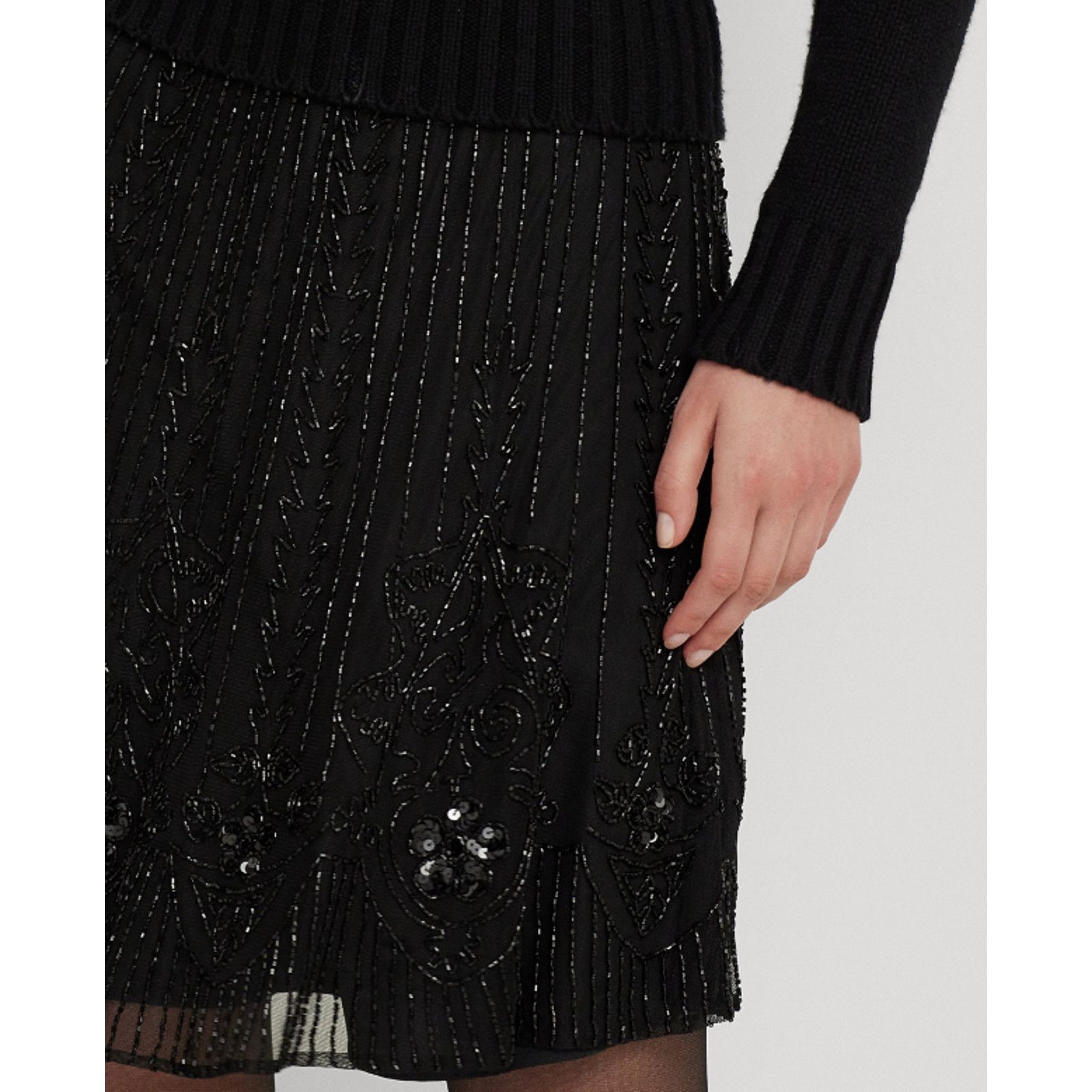 Lauren Ralph Lauren Lauren Ralph Lauren Beaded Mesh A-Line Skirt Black Size 14 Size 36" / US 14 / IT 50 - 2 Thumbnail