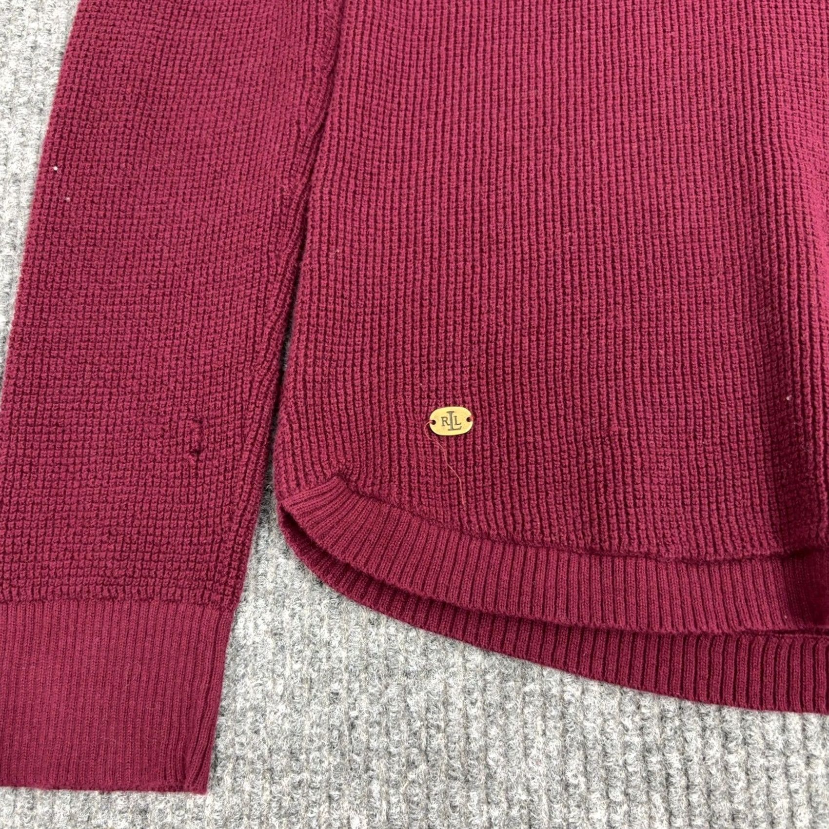 Ralph Lauren Lauren Ralph Lauren Sweater Womens L Burgundy Cotton Cowl Neck Knit Pullover Size L / US 10 / IT 46 - 2 Thumbnail