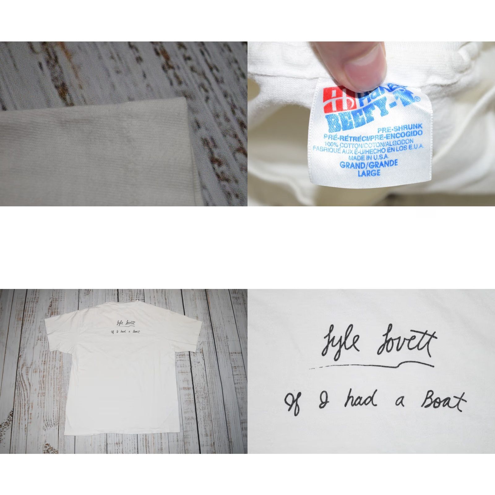 Hanes VINTAGE LYLE LOVETT IF I HAD A BOAT T-SHIRT Mens L White Country 80s 90s Music Size US L / EU 52-54 / 3 - 8 Thumbnail