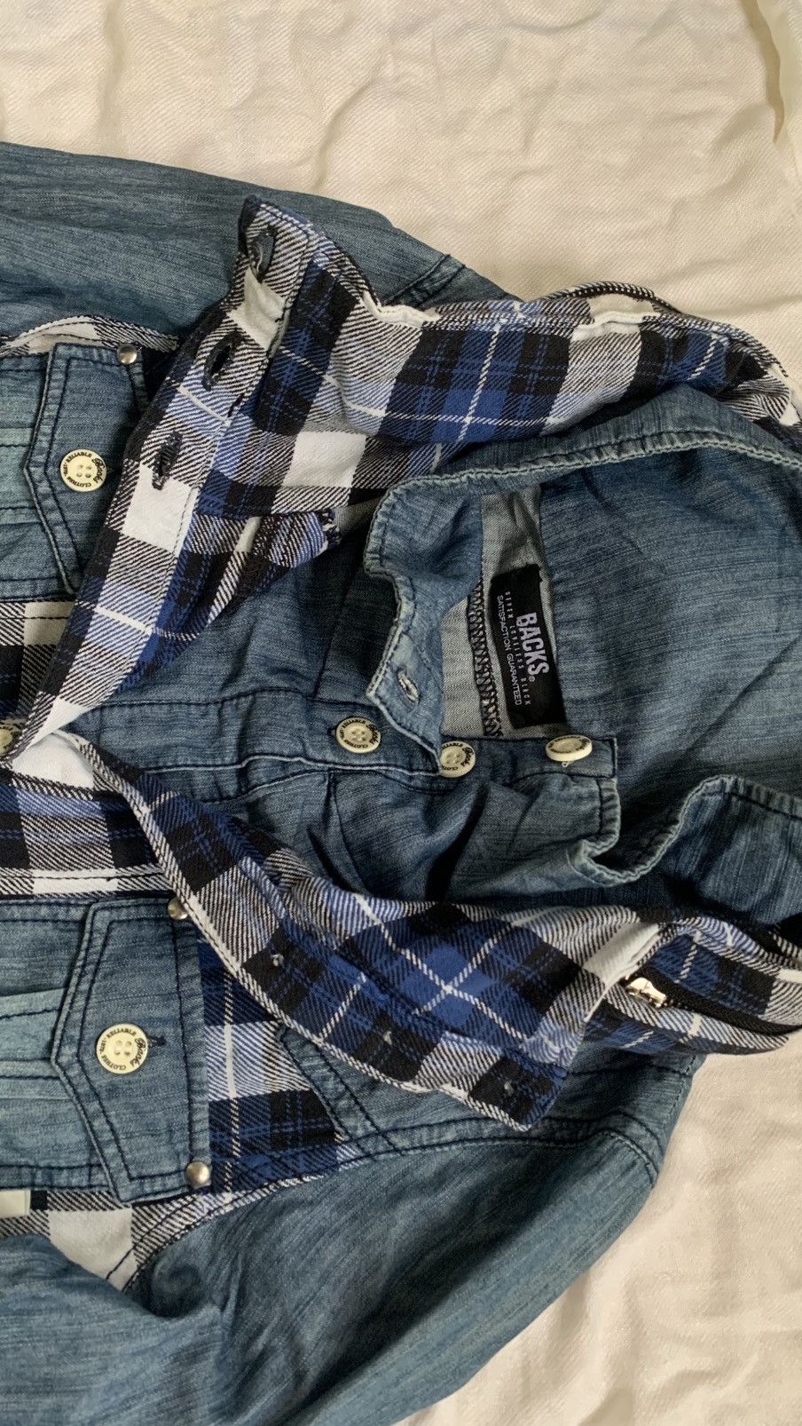 Backbone BACKS Bono Hooded Plaid Denim Shirt Size US S / EU 44-46 / 1 - 2 Thumbnail