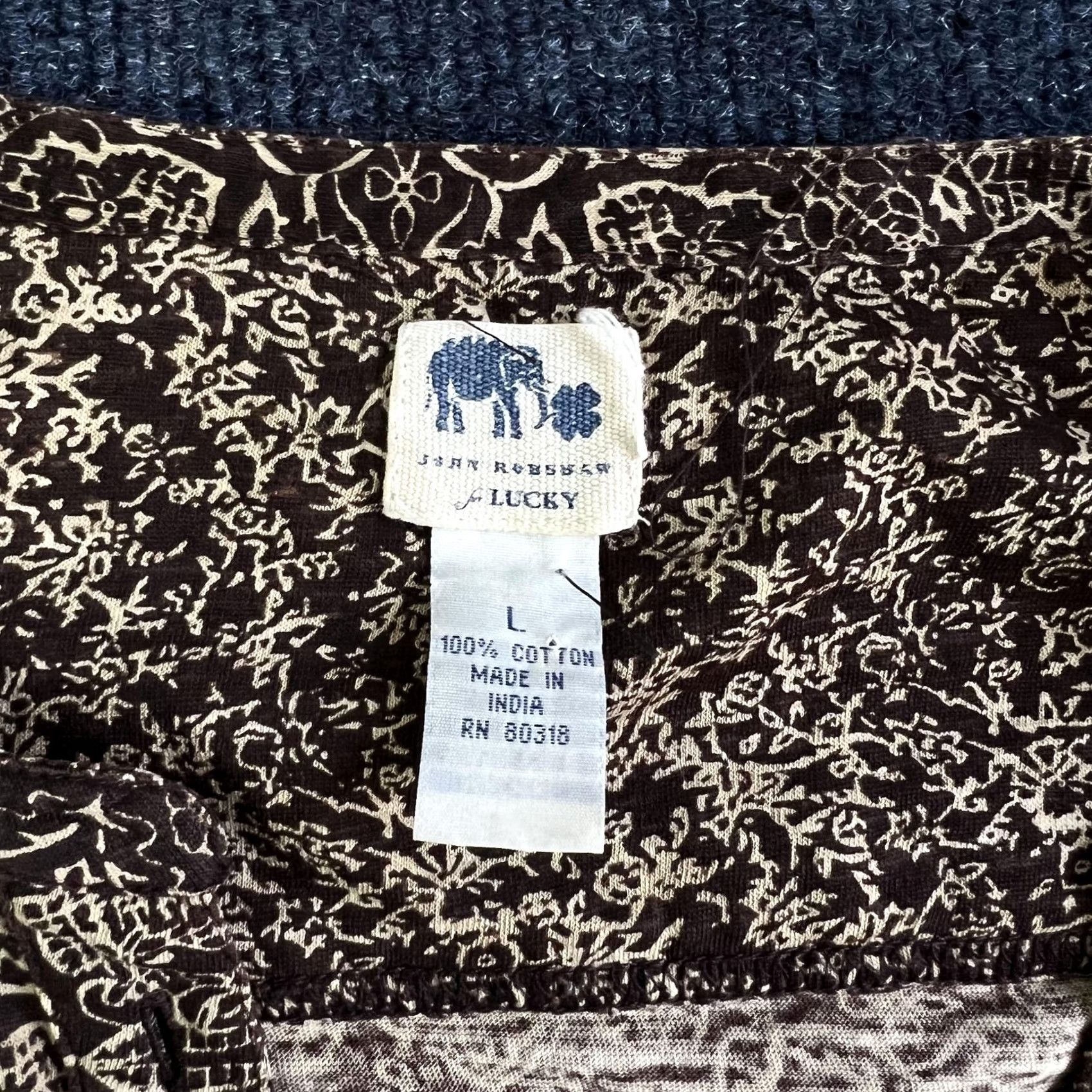 Lucky Brand Y2K John Robshaw Lucky Brand Shirt Womens Large Brown Boho Floral Print Tunic Size L / US 10 / IT 46 - 3 Thumbnail