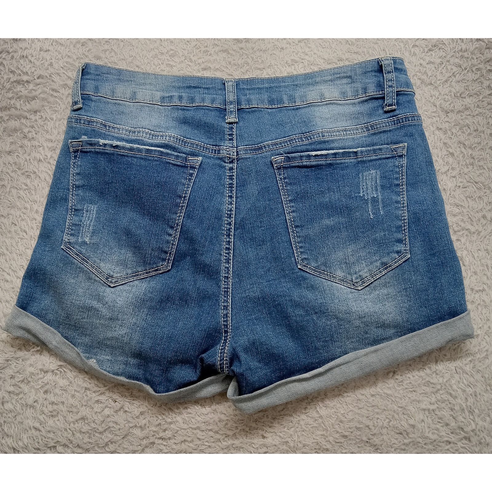& Other Stories C+D+M Jean Shorts Womens M Distressed Blue Denim Cuffs Size 30" / US 8 / IT 44 - 2 Thumbnail