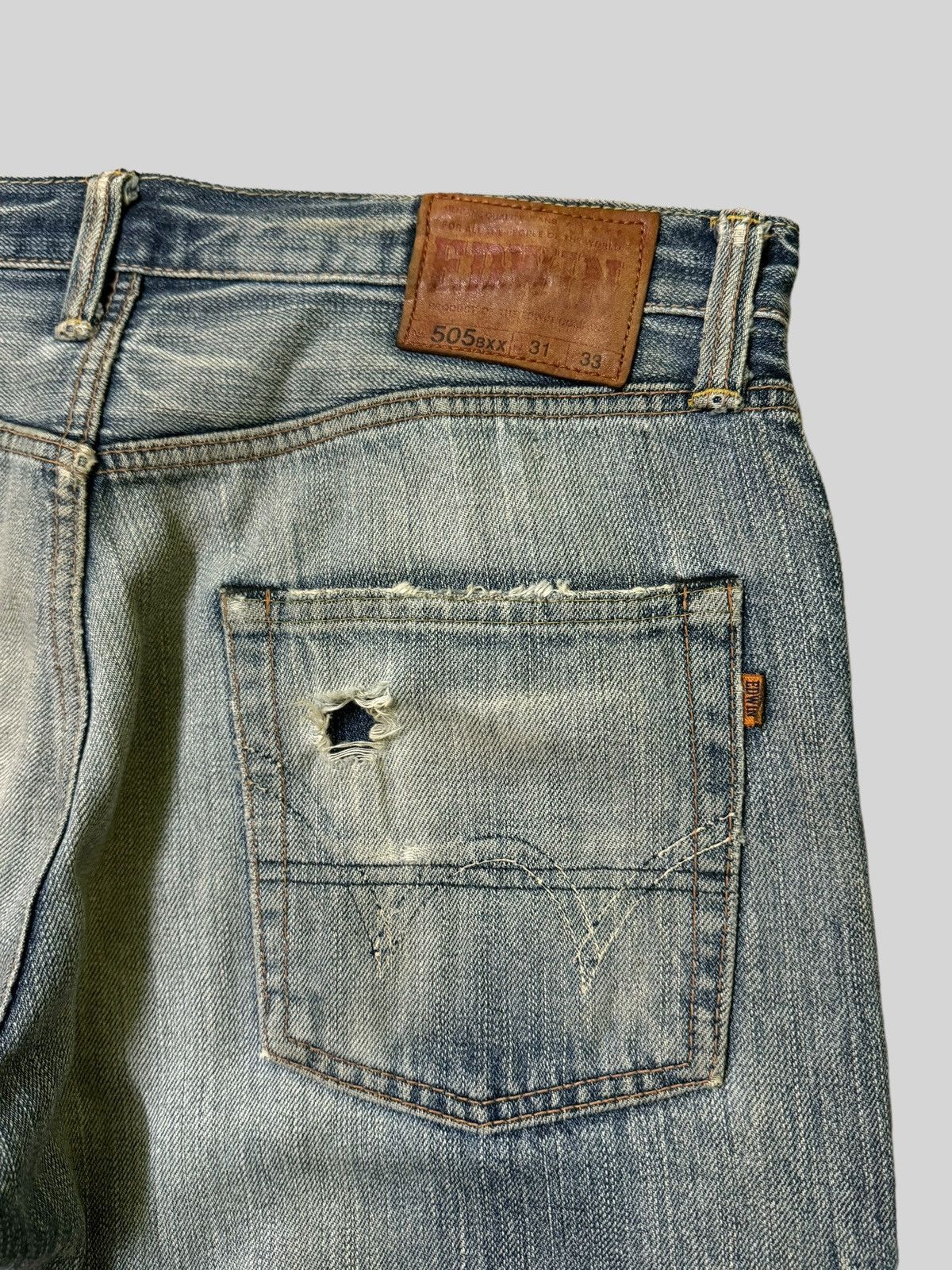 Edwin × Japanese Brand Vintage Japanese Edwin 505Bxx Selvedge Distressed Jeans Size US 33 - 17 Thumbnail
