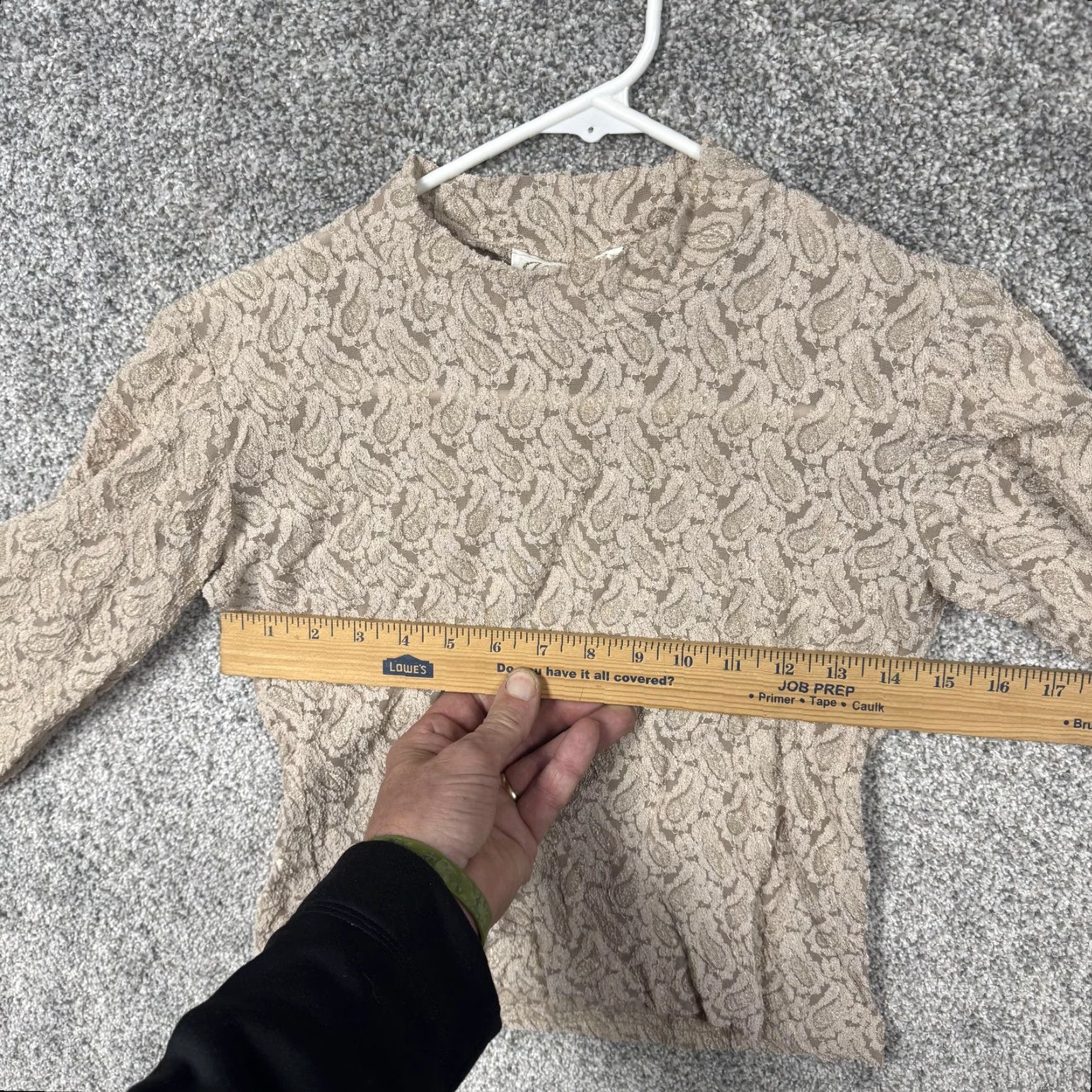 Vintage VINTAGE glu-glu Blouse Women M Beige Paisley Lace Crew Neck Long Sleeve Size M / US 6-8 / IT 42-44 - 6 Thumbnail