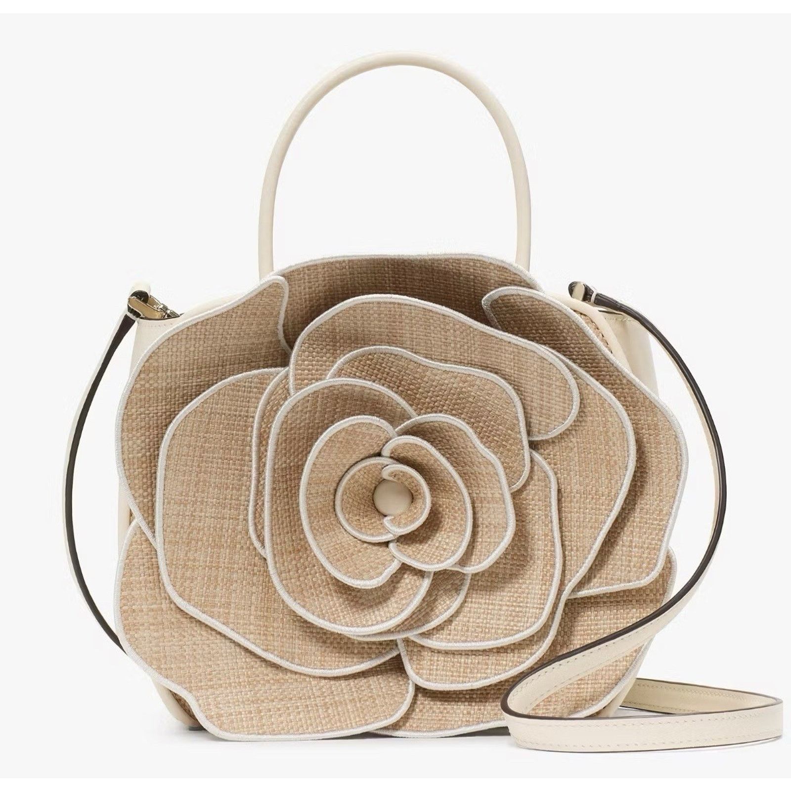Kate Spade NWT KATE SPADE $449 FLORA ROSE STRAW CROSSBODY PURSE Size ONE SIZE - 5 Thumbnail