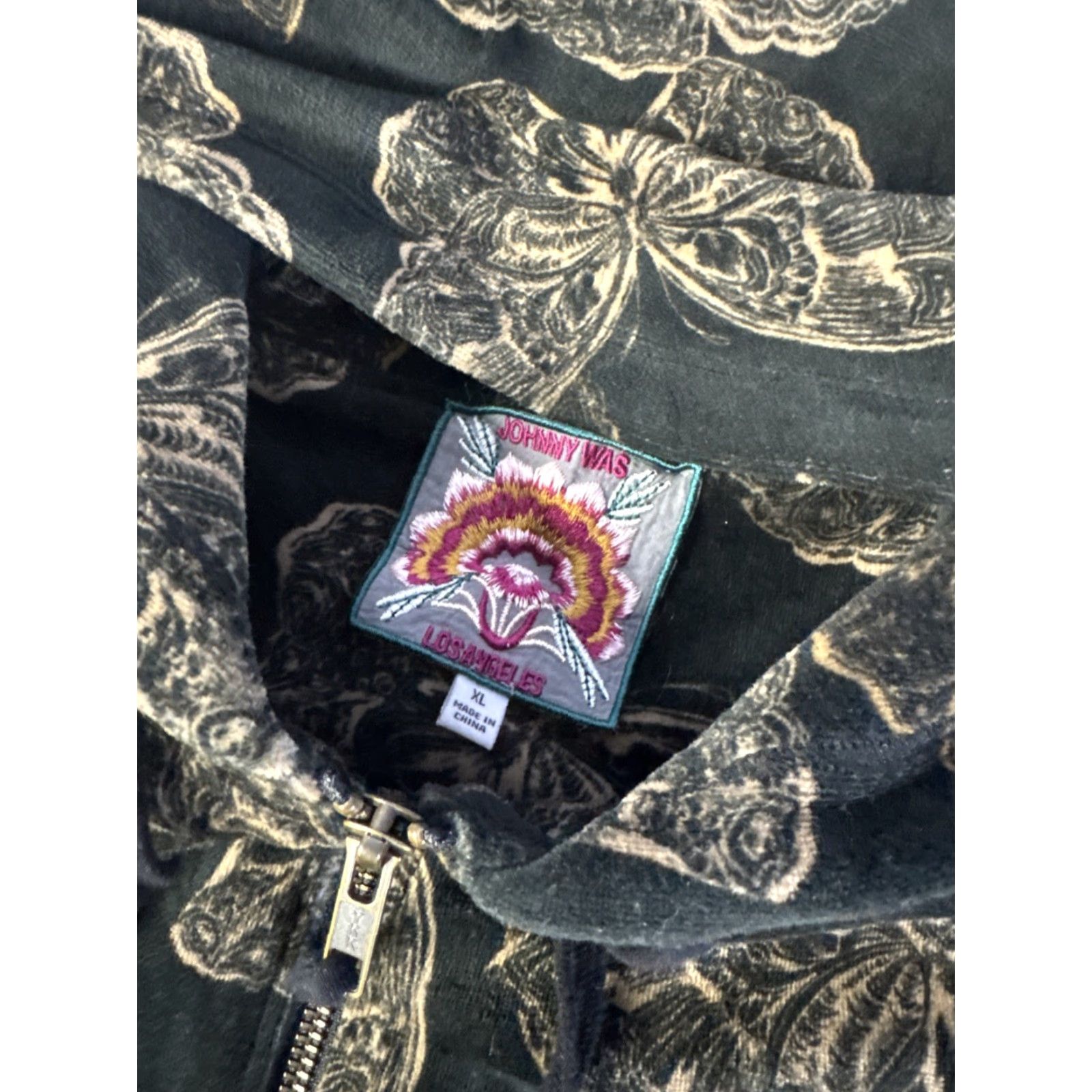 Johnny Was Johnny Was Hoodie Women’s Sz XL Velour Zip Up Gold Butterfly Zuri Modern Size XL / US 12-14 / IT 48-50 - 3 Thumbnail