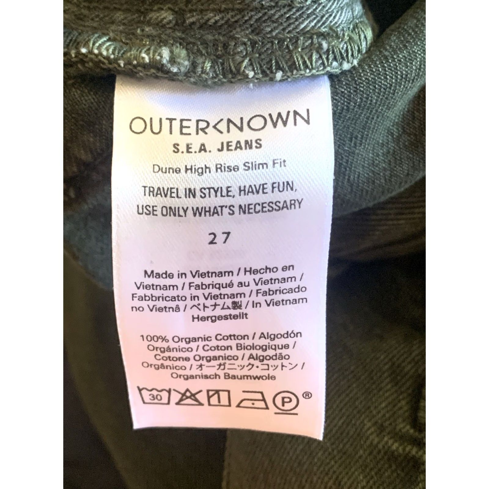 Outerknown Outerknown Jeans Women 27 Green Dune High Rise Slim Fit Y2K Minimalist Jeans Size 27" / US 4 / IT 40 - 4 Thumbnail
