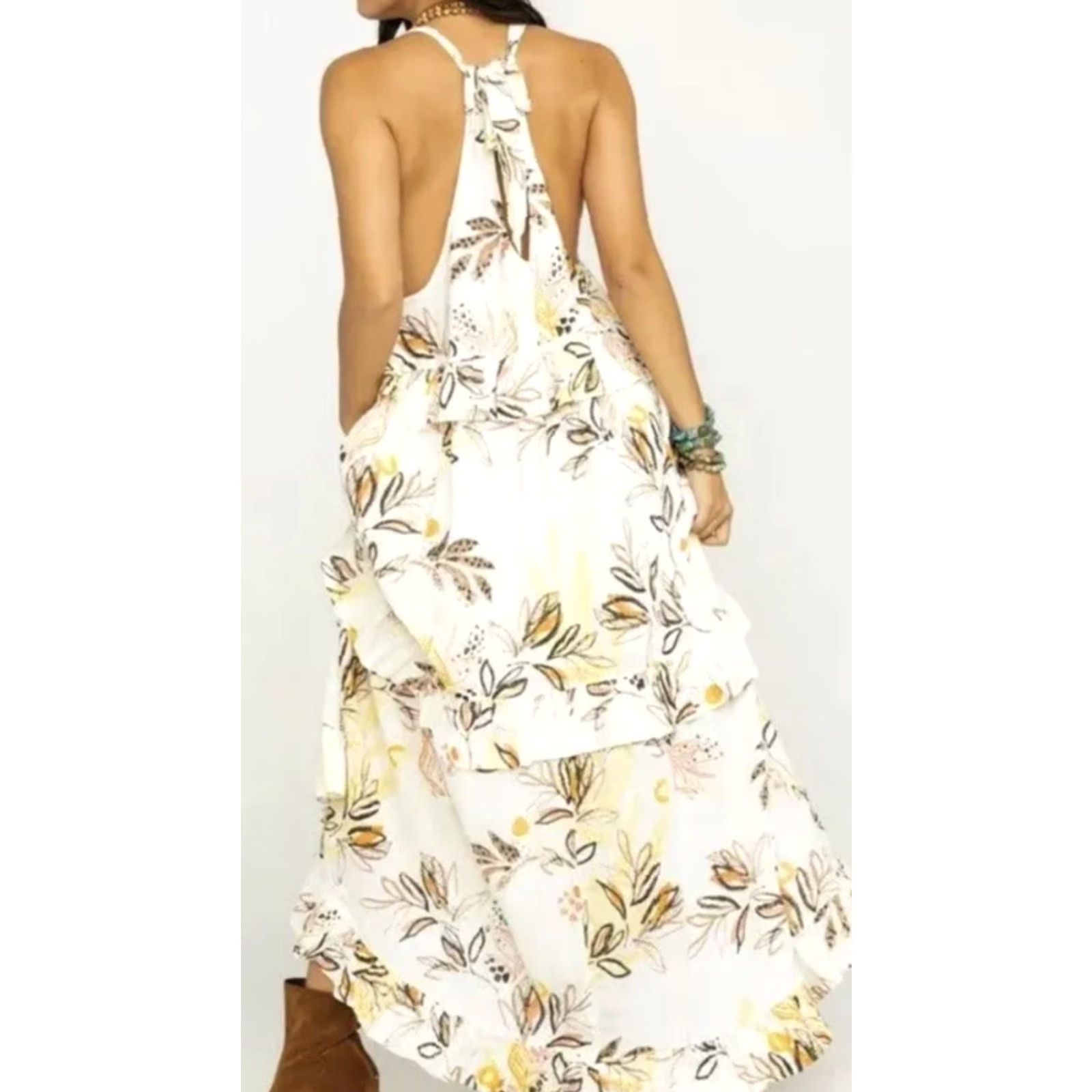 black halo henna halter crepe satin maxi dress MAREN SATIN HALTER MAXI Dress | Tie-Neck Wedding Guest Dress