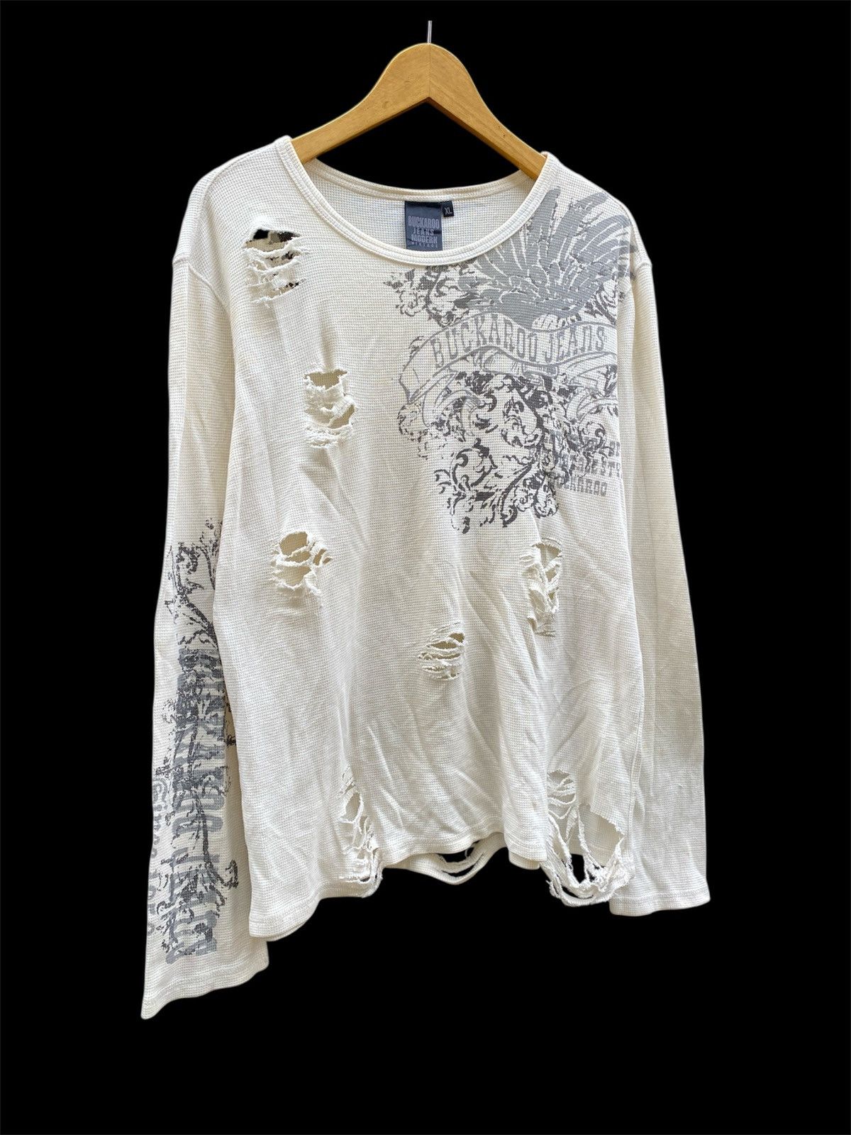 Hysteric Glamour Thrashed Thermal Buckcaroo Grunge Punk Long sleeve Lgb kmrii Size US XL / EU 56 / 4 - 2 Thumbnail