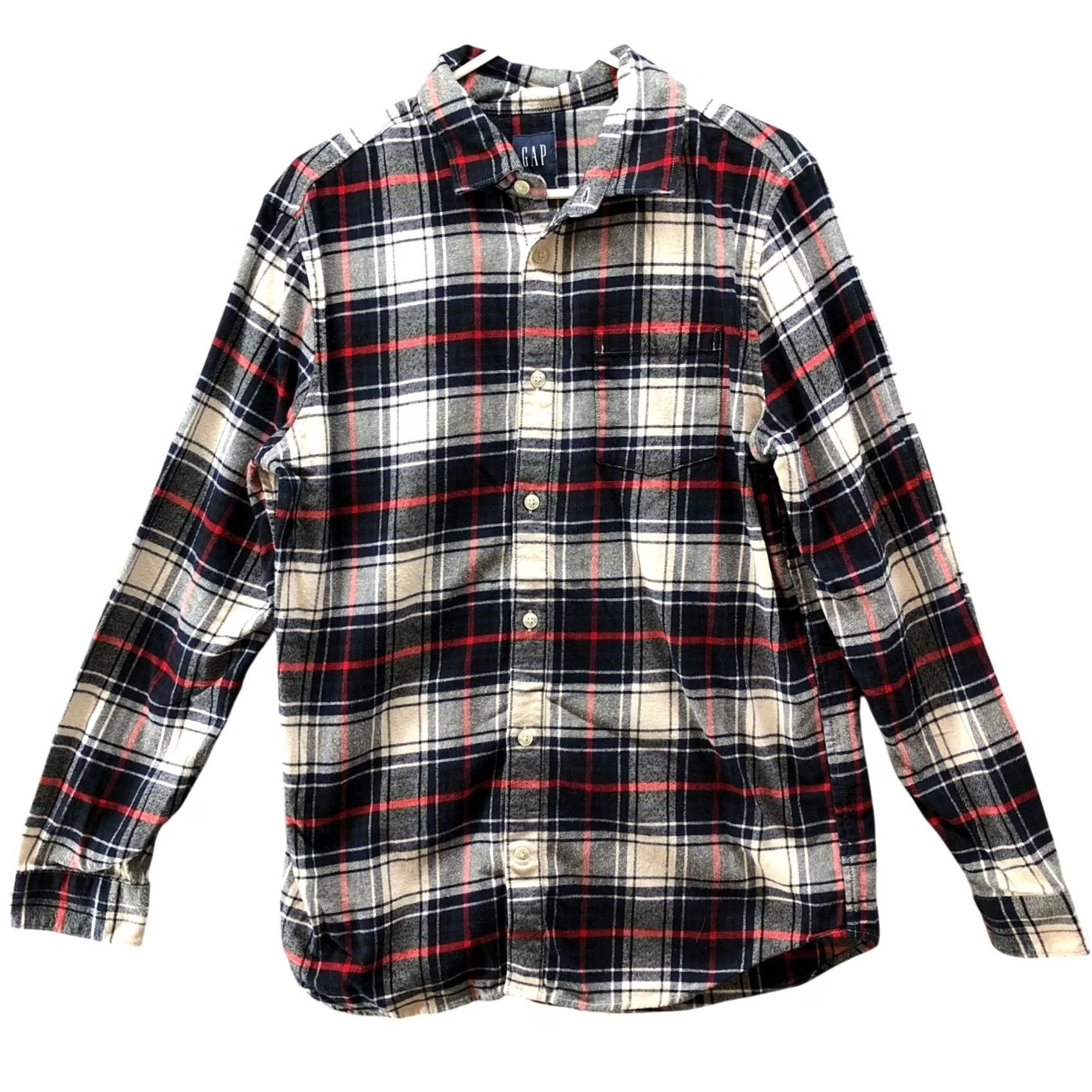 Gap Gap Shirt Mens M Blue Red Plaid Organic Cotton Flannel Long Sleeve Button Up Size US M / EU 48-50 / 2 - 2 Thumbnail