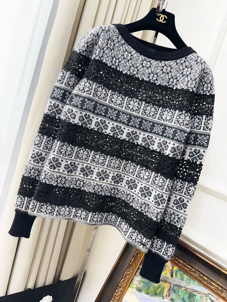Chanel Chanel Black White Snowflake Knit Top - dmc Size US M / EU 48-50 / 2 - 1 Thumbnail