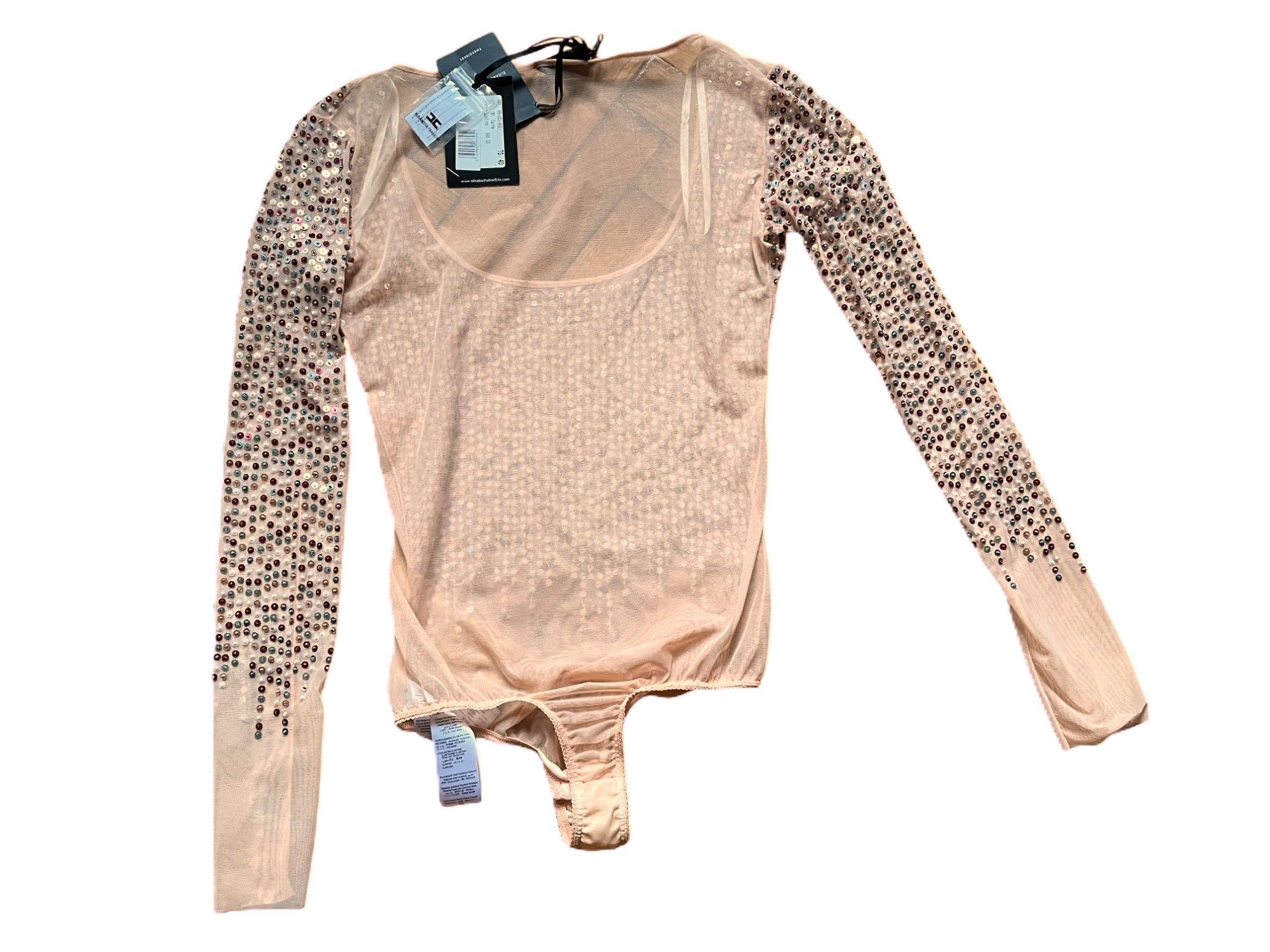 Elisabetta Franchi Embroidered party bodysuit in nude color Size S / US 4 / IT 40 - 5 Thumbnail