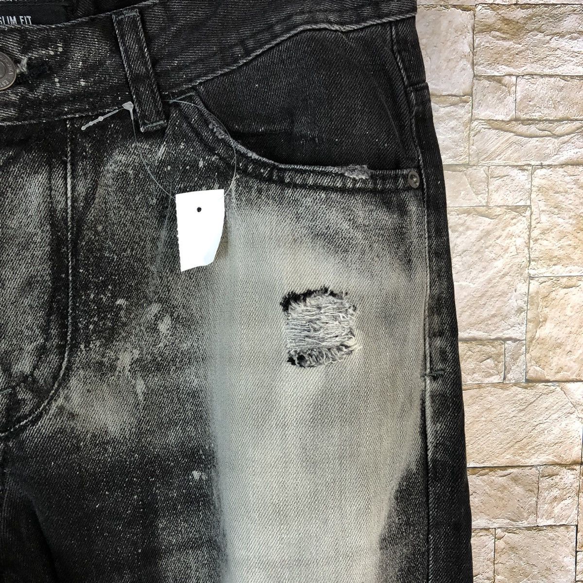 Japanese Brand Bershka Black faded ripped Distressed Denim Pants #A971 Size US 29 - 11 Thumbnail