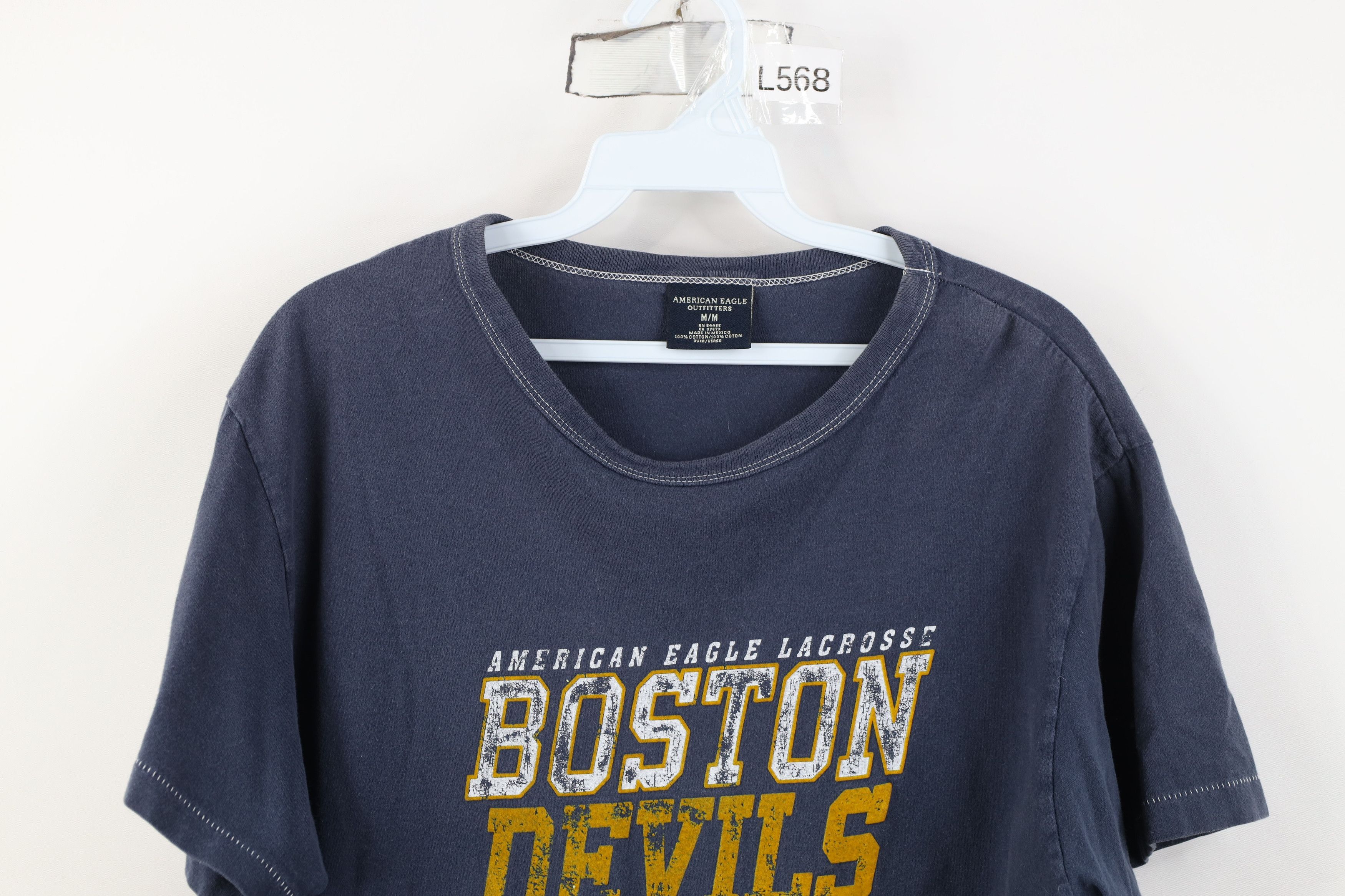 American Eagle Outfitters Vintage 90s Y2K American Eagle Devils Lacrosse T-Shirt Blue Size US M / EU 48-50 / 2 - 2 Thumbnail