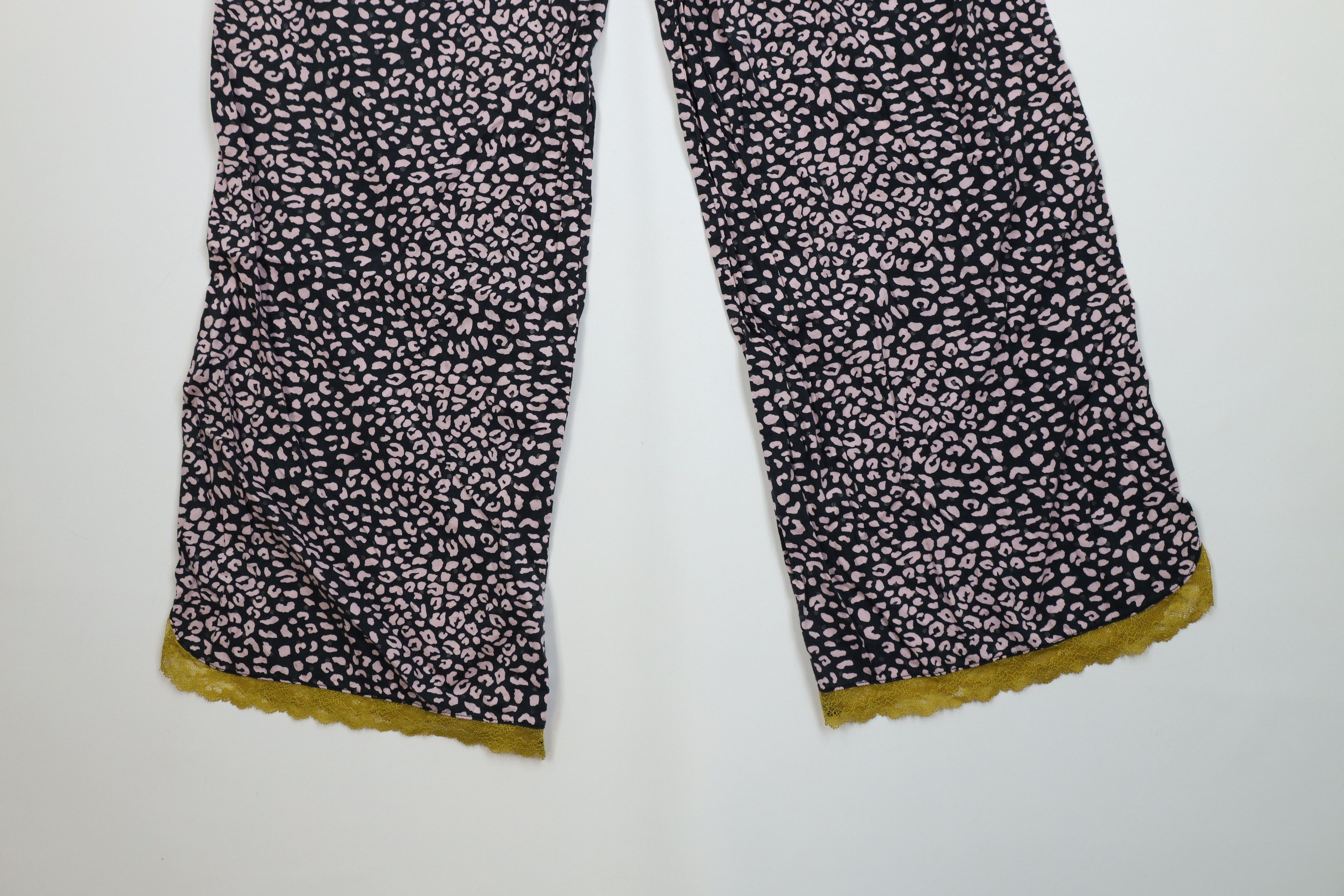 Vintage Victorias Secret Leopard Lace Trim Wide Leg Pajama Pants Size 28" / US 6 / IT 42 - 12 Thumbnail