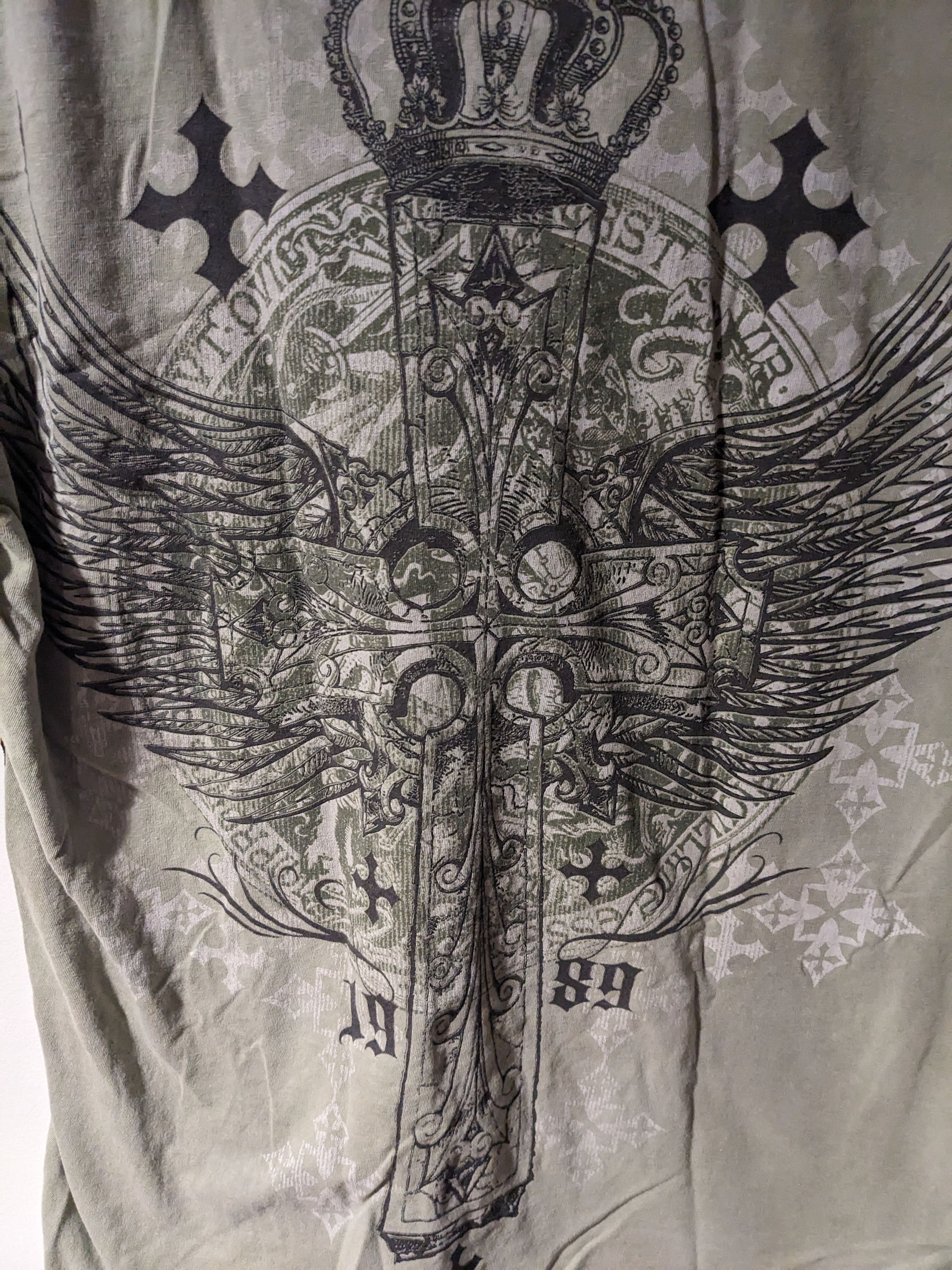 Affliction × Vintage Vintage Y2K Affliction Inspired Cross Womans T-Shirt Size L / US 10 / IT 46 - 2 Thumbnail