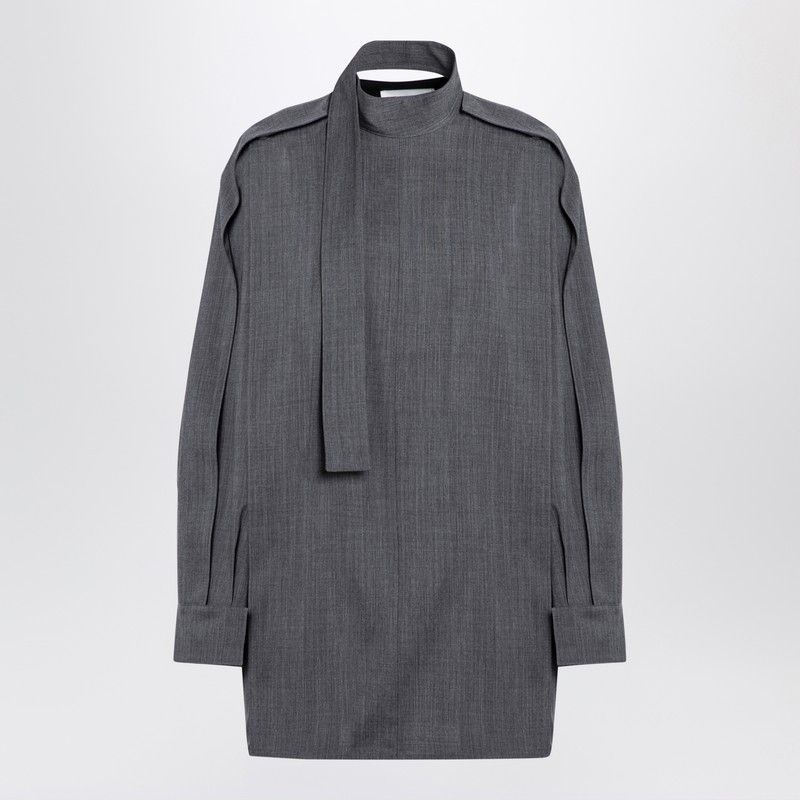 Jil Sander Jil Sander Grey Wool Shirt With Scarf Size S / US 4 / IT 40 - 1 Thumbnail
