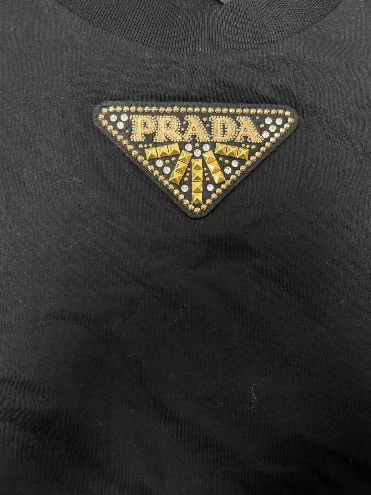 Prada PRADA Men's Black Logo Print Crewneck LS Tee M Size US M / EU 48-50 / 2 - 3 Thumbnail