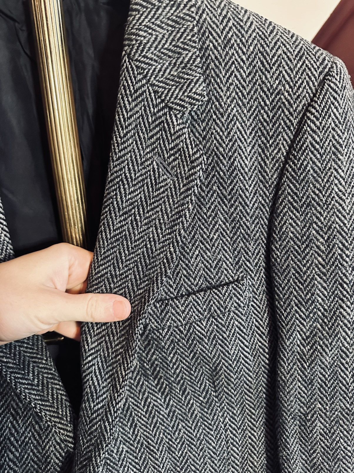 Harris Tweed Vintage gray herringbone Harrods wool jacket tweed Size 38R - 6 Thumbnail