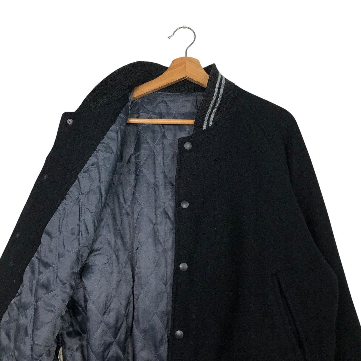 Hysteric Glamour 📌Rich Black Vintage Bomber Jacket Wool Embroidered Big Logo Size US M / EU 48-50 / 2 - 13 Thumbnail