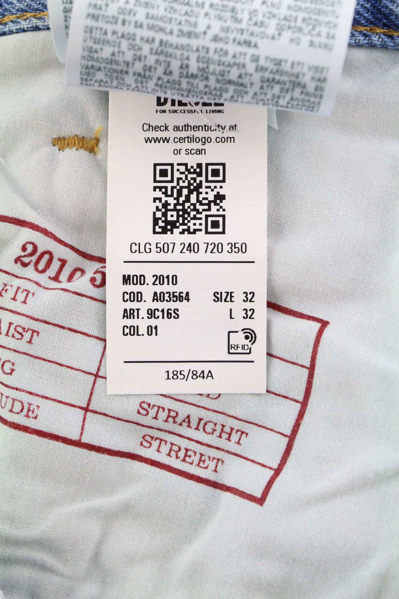 Diesel 2010 9C16S W32/L32 Loose Fit Straight Button Jeans 40151 Size US 32 / EU 48 - 13 Thumbnail