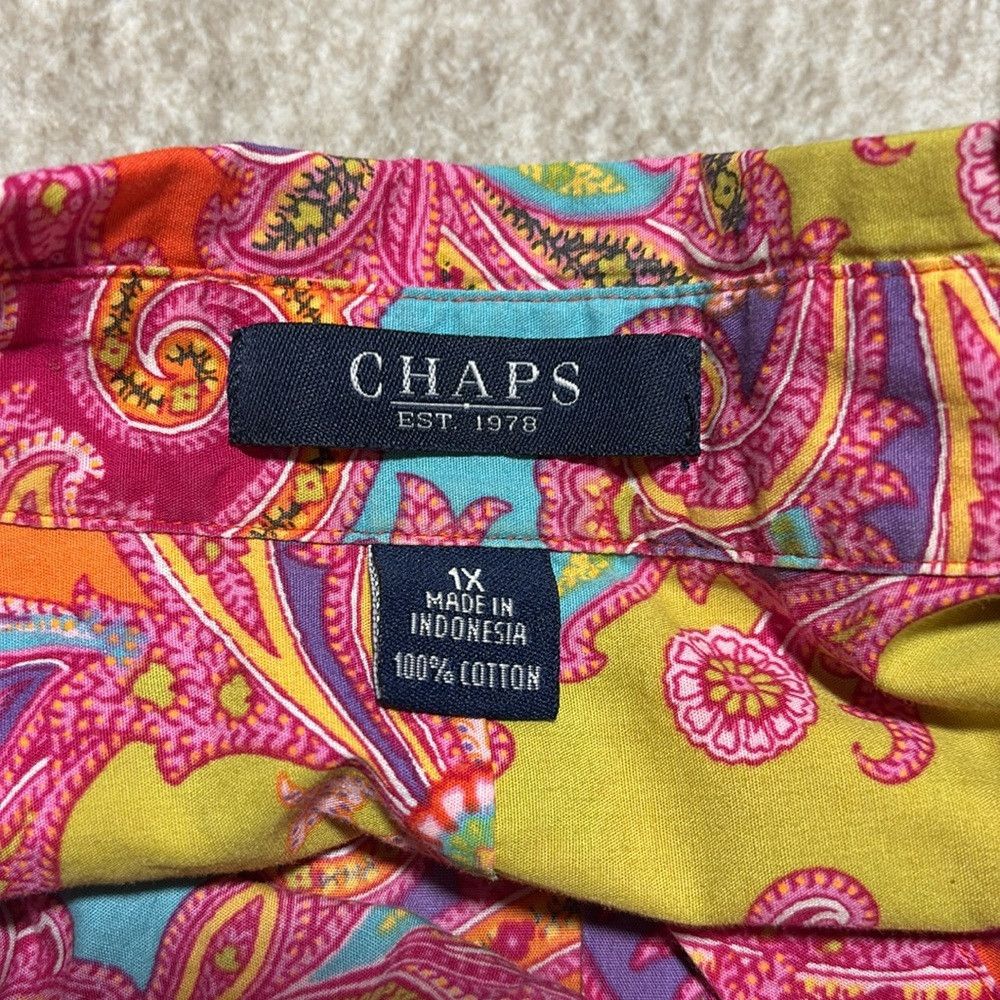 Chaps Chaps Women's 1X paisley bright button up top 3/4 sleeves S Size XXL / US 16-18 / IT 52-54 - 7 Thumbnail