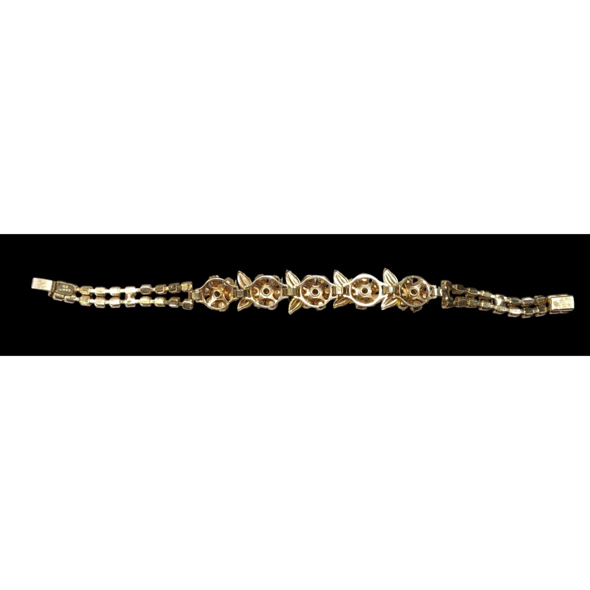 Other Vintage 50s Weiss NY Yellow Floral Rhinestone Bracelet Size ONE SIZE - 2 Thumbnail
