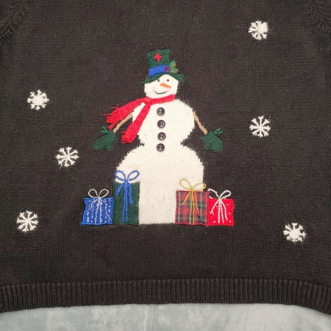 Etro VINTAGE Christmas Sweater Womens Large Black Snowman Holiday Retro Y2K 90s Granny Size M / US 6-8 / IT 42-44 - 2 Thumbnail