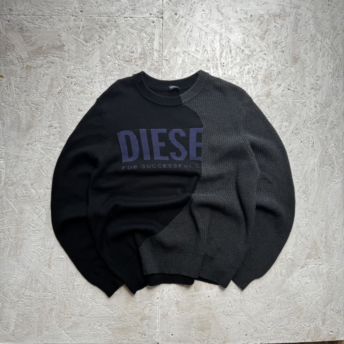Diesel × Diesel Black Gold × Japanese Brand Modern Diesel Archival Center Logo Knit Avant-Garde Sweater Size US M / EU 48-50 / 2 - 1 Thumbnail