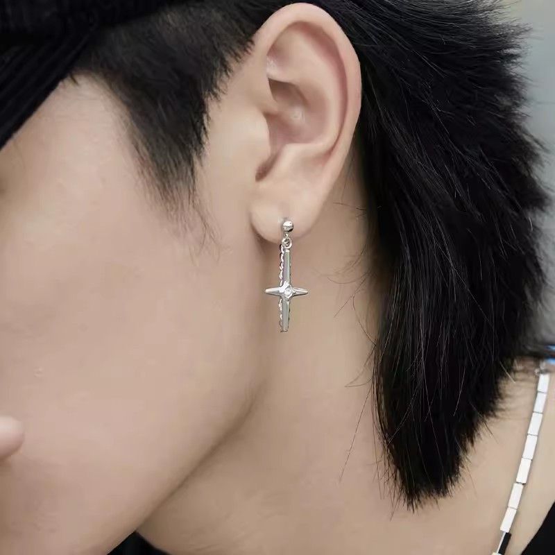 Jewelry × Sterling Silver Cross Retro Earrings One Pairs Chrome Jewelry Size ONE SIZE - 4 Thumbnail