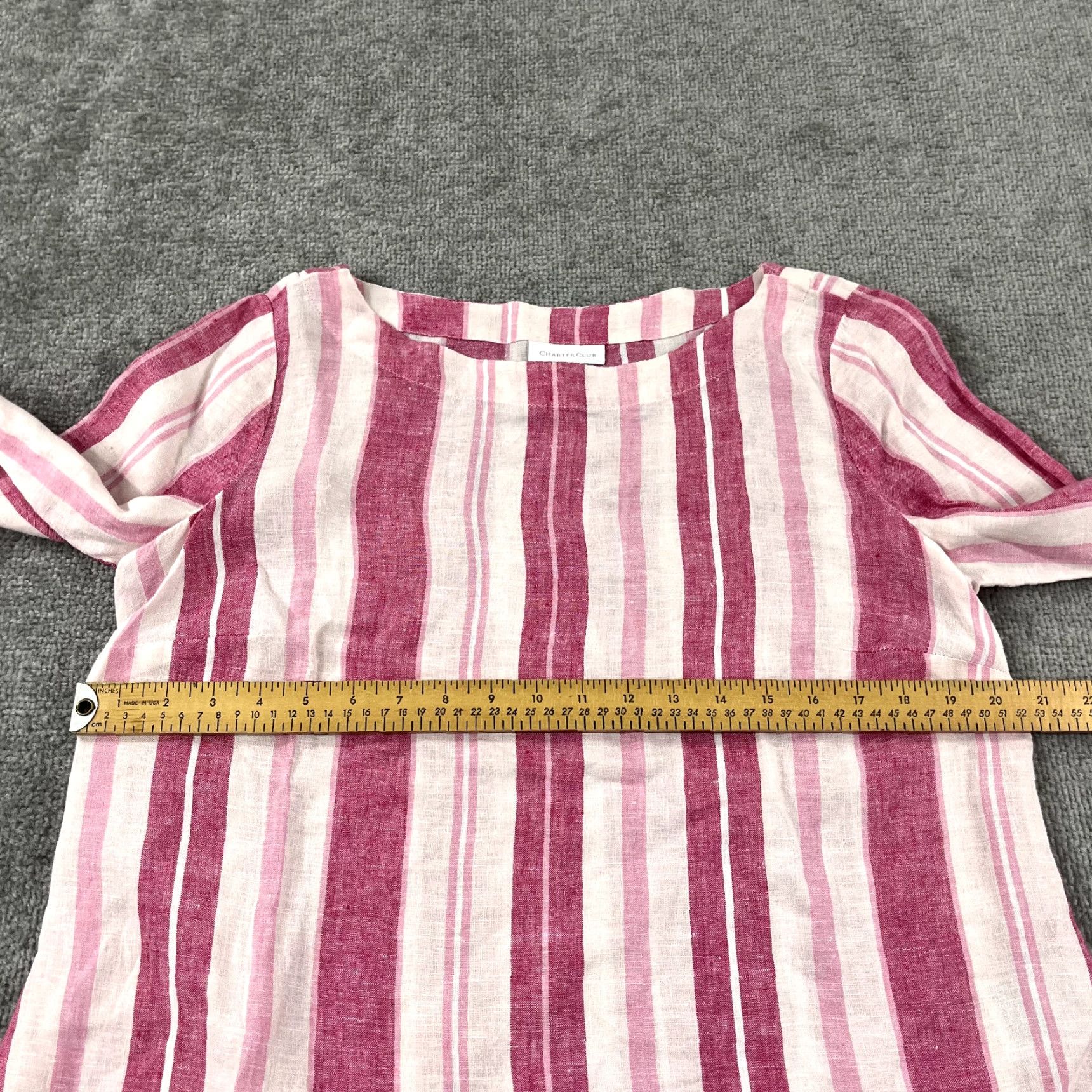 Charter Club CHARTER CLUB Shirt Womens Small Pink White Striped 100% Linen Blouse Top Ruffle Size S / US 4 / IT 40 - 5 Thumbnail