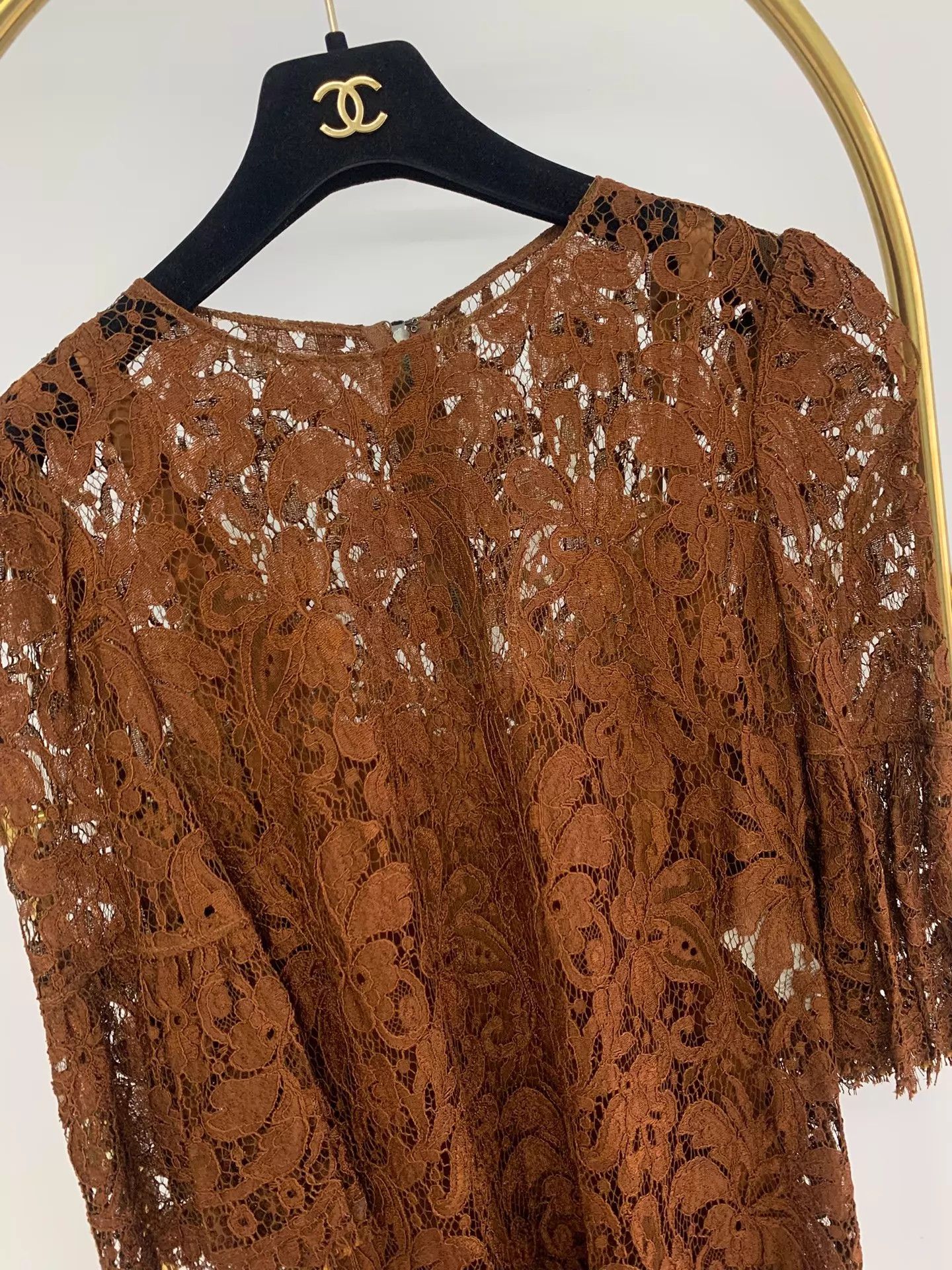 Dolce & Gabbana Dolce&Gabbana Brown Lace Dress w/ Lining 40 New Size S / US 4 / IT 40 - 2 Thumbnail