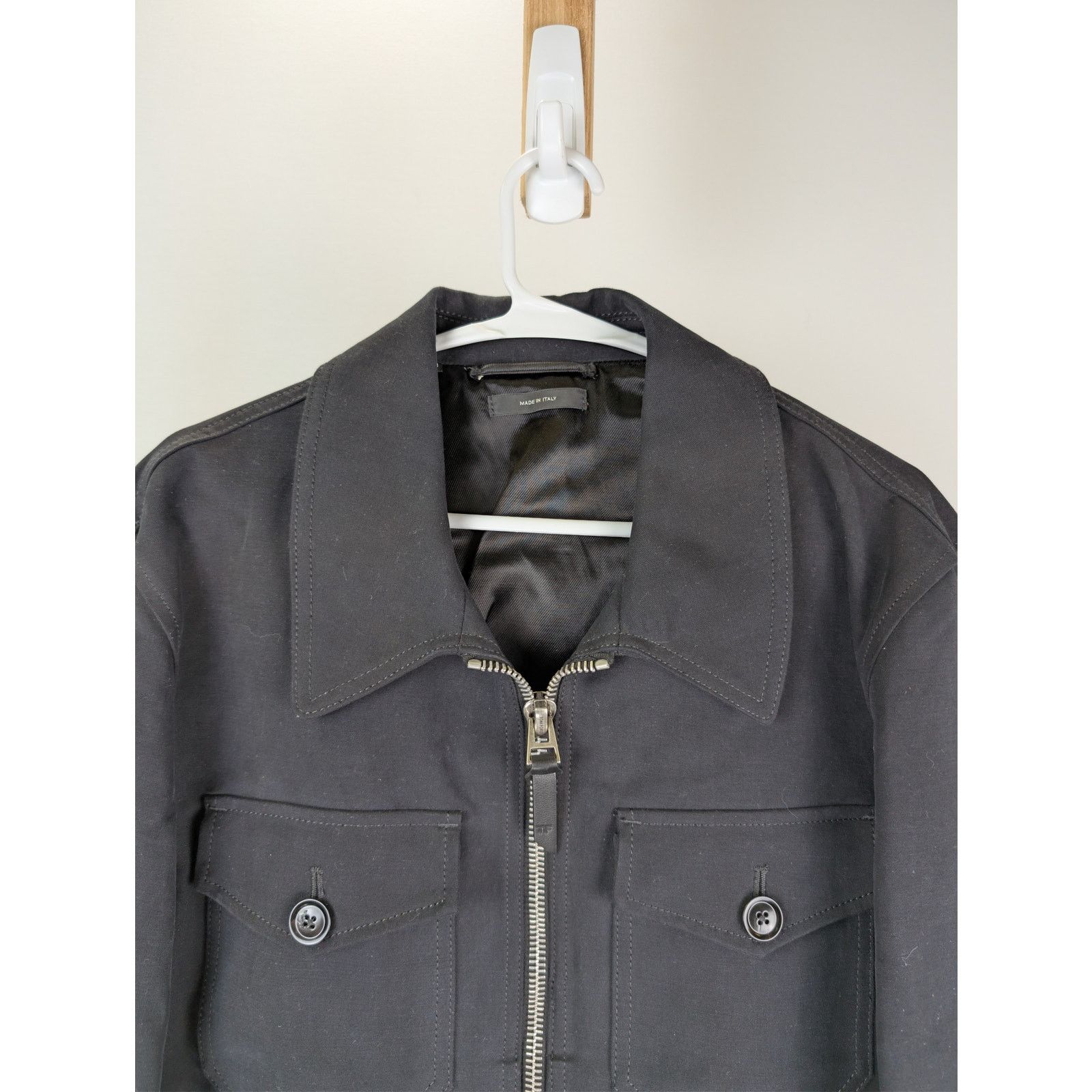 Tom Ford o1rshd1 CC20 Cotton Twill Trucker Jacket in Black Size US M / EU 48-50 / 2 - 7 Thumbnail