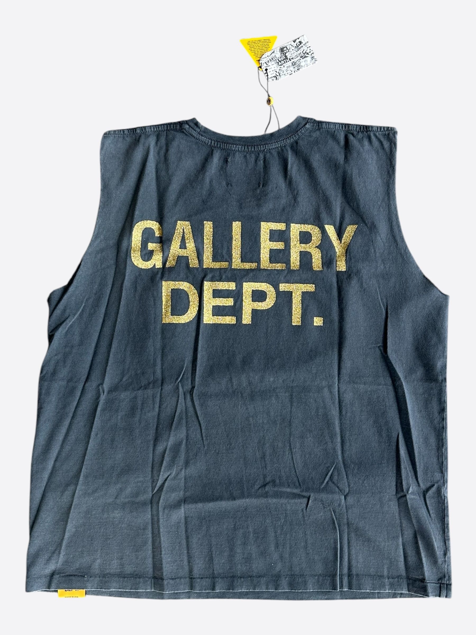 Gallery Dept. Washed Black Miami Glitter Logo Sleeveless T-Shirt Size US XS / EU 42 / 0 - 2 Thumbnail