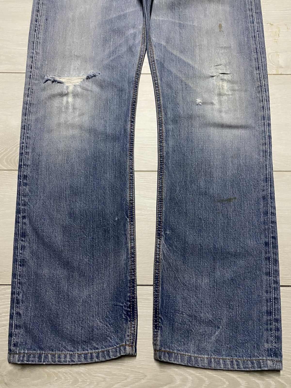 Japanese Brand Vintage Edwin Faded Wash Distressed Loose Jeans Size US 32 / EU 48 - 5 Thumbnail