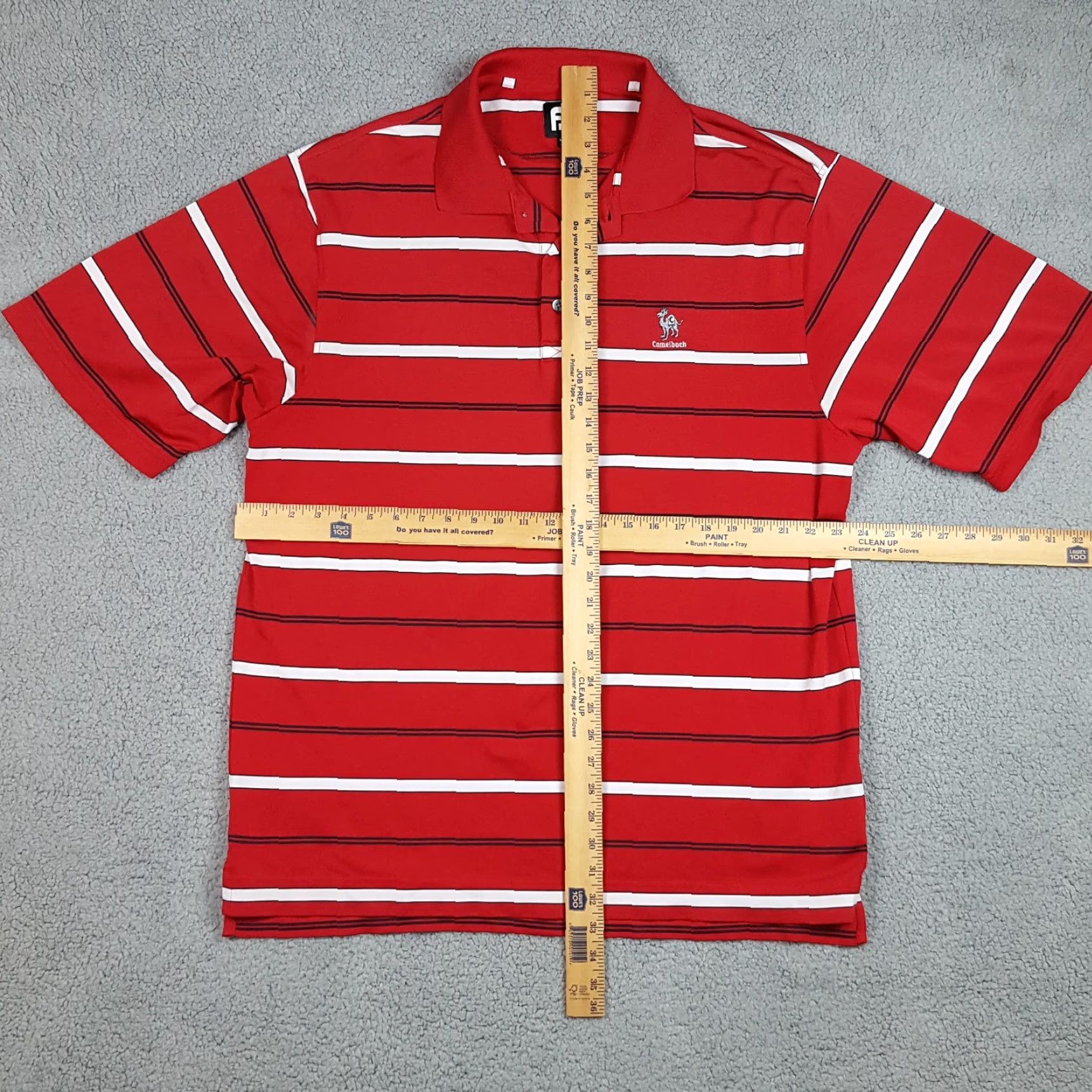 Footjoy VINTAGE FootJoy Camelback Golf Club Red Striped Mens Size XL Button Collar Polo Shirt FJ Size US XL / EU 56 / 4 - 5 Thumbnail