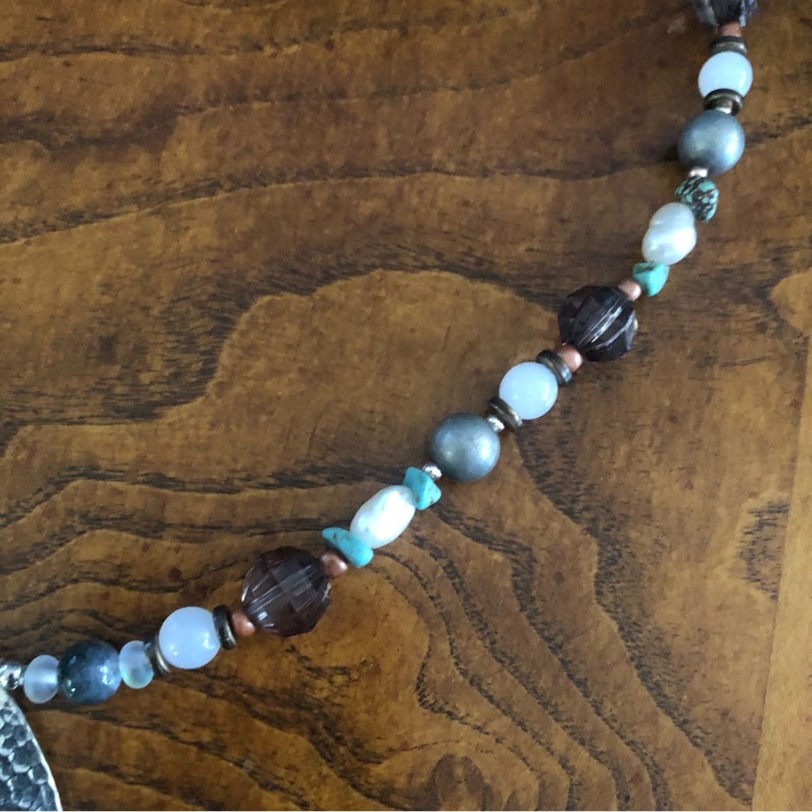 Handmade Handcrafted large articulated pendant genuine stone necklace Size ONE SIZE - 9 Thumbnail