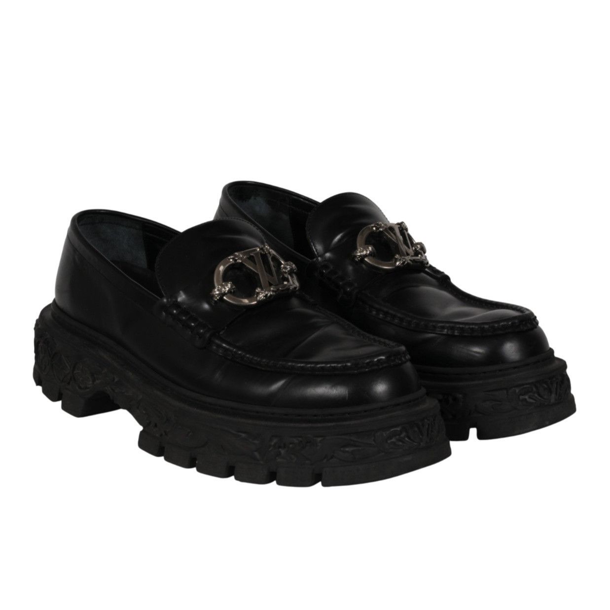 Louis Vuitton Baroque Loafers Black Leather Size US 11 / EU 44 - 16 Thumbnail