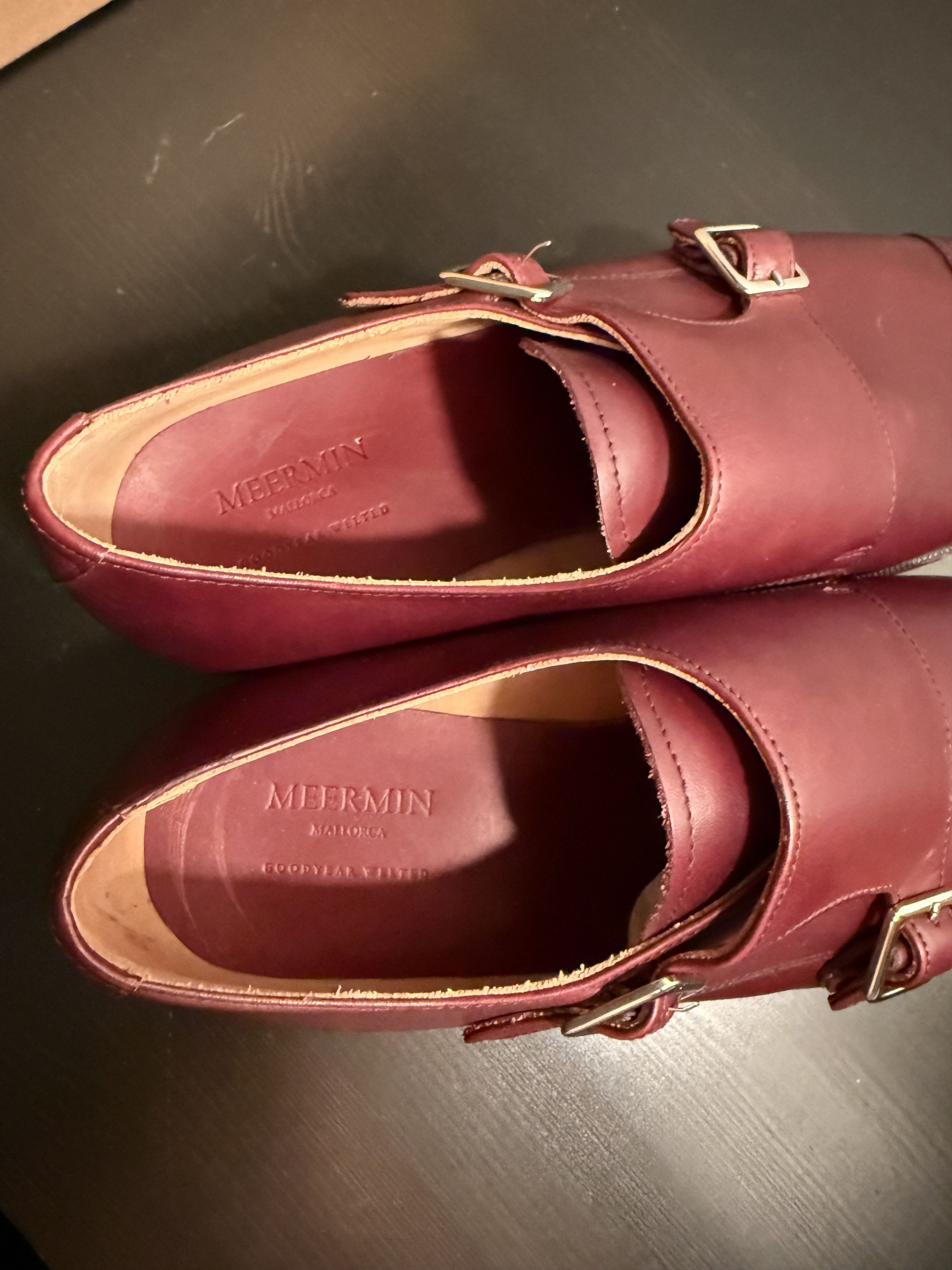 Meermin Meermin Burgundy Calf Double Monks, US 9 / UK 8 Size US 9 / EU 42 - 2 Thumbnail