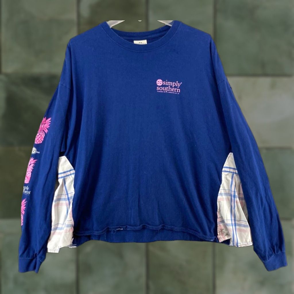 Alife Simply Southern Women's Long Sleeve T-Shirt XL Blue Floral Graphic Print Casual Crew Neck Size XL / US 12-14 / IT 48-50 - 1 Thumbnail