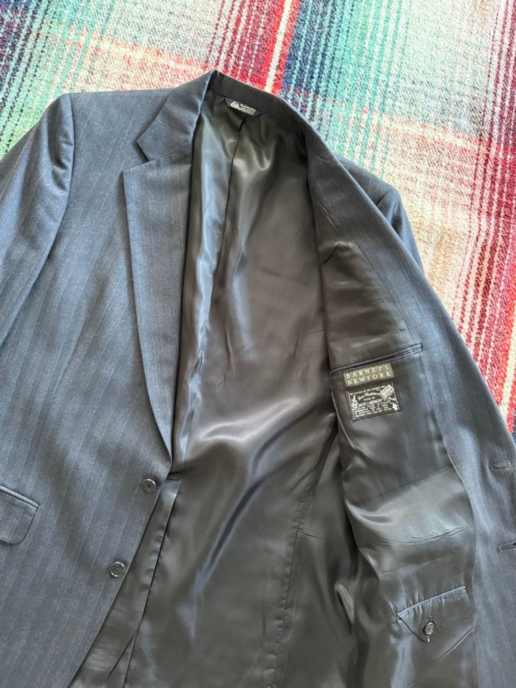 Burberry 80s Burberry Navy Pinstripe Blazer 46/XL Size 46R - 5 Thumbnail