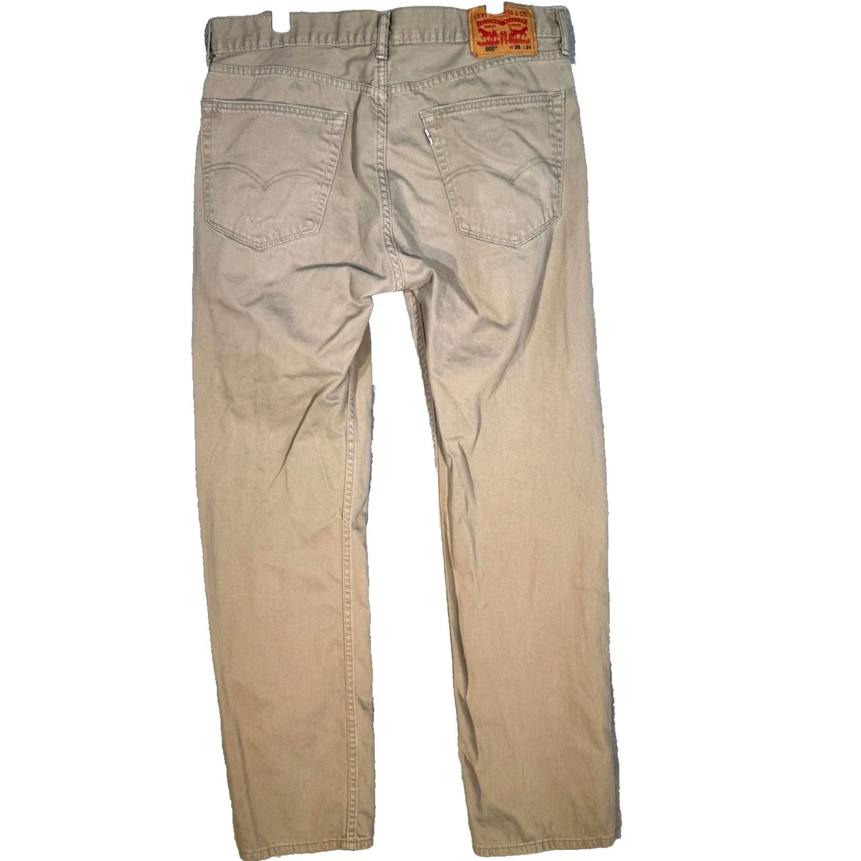 Levi's Levi's 505 Jeans Regular Fit / Straight Leg Mens 36x34 Beige Denim Khaki Size US 36 / EU 52 - 2 Thumbnail